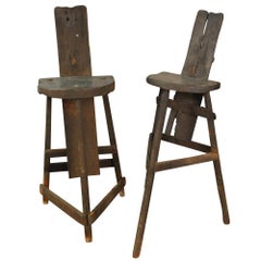 Very Rare Pair of Coultoulier, Knife Maker's Chairs