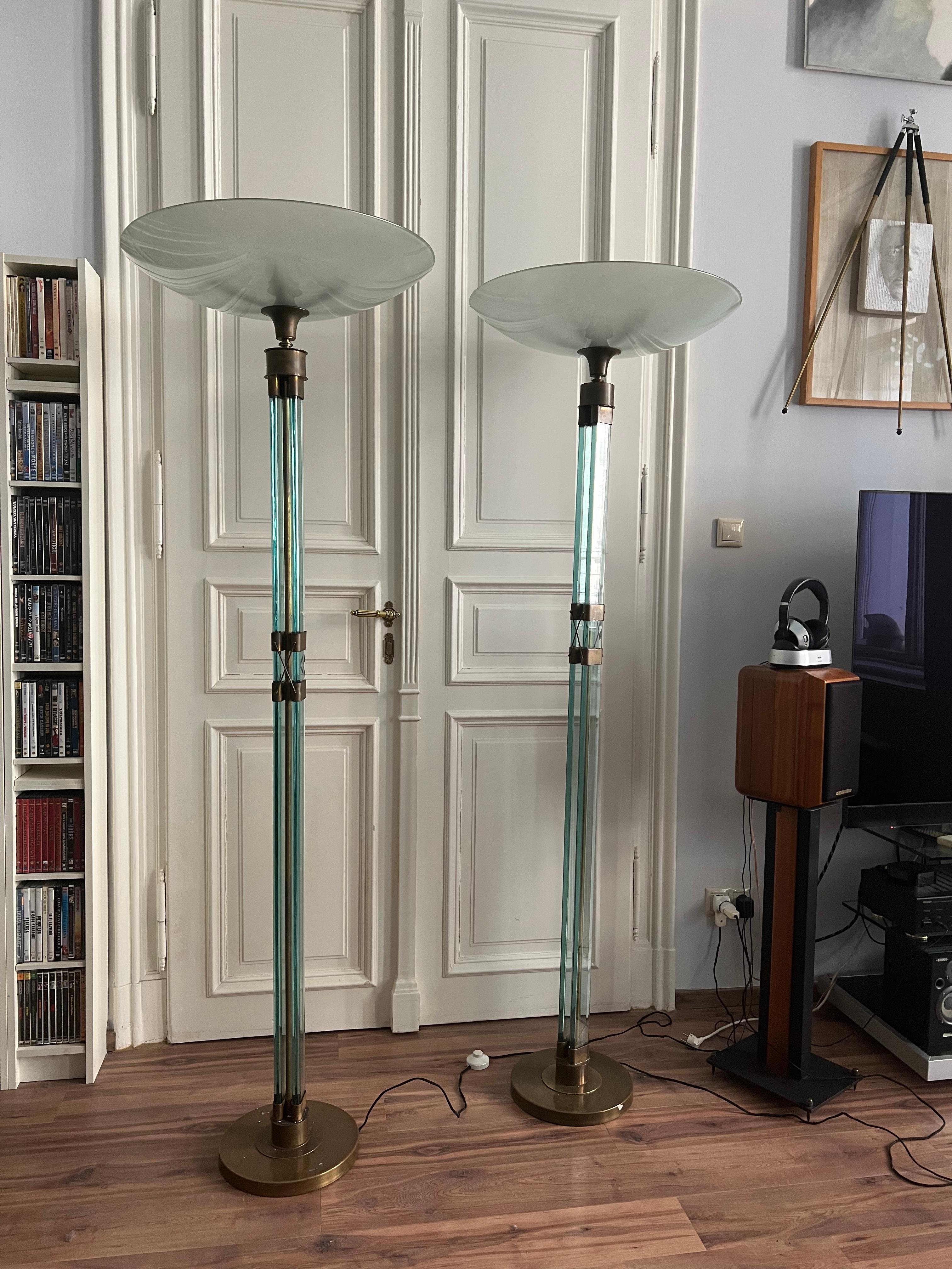 Paire de lampadaires très rares Fontana Arte, 1940 en vente 12