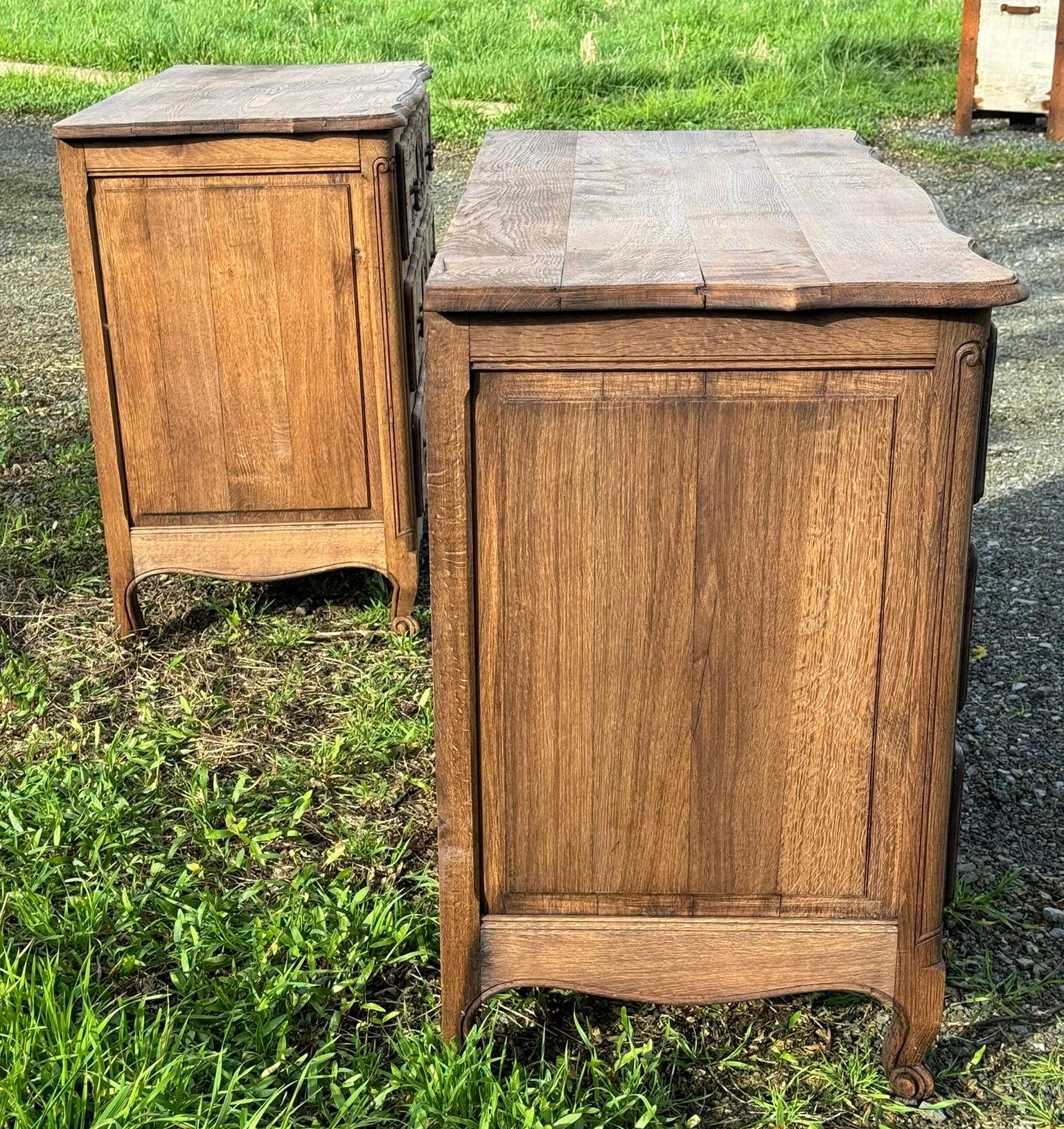 Very Rare Pair of French Bleached Oak Chests of Drawers For Sale 6