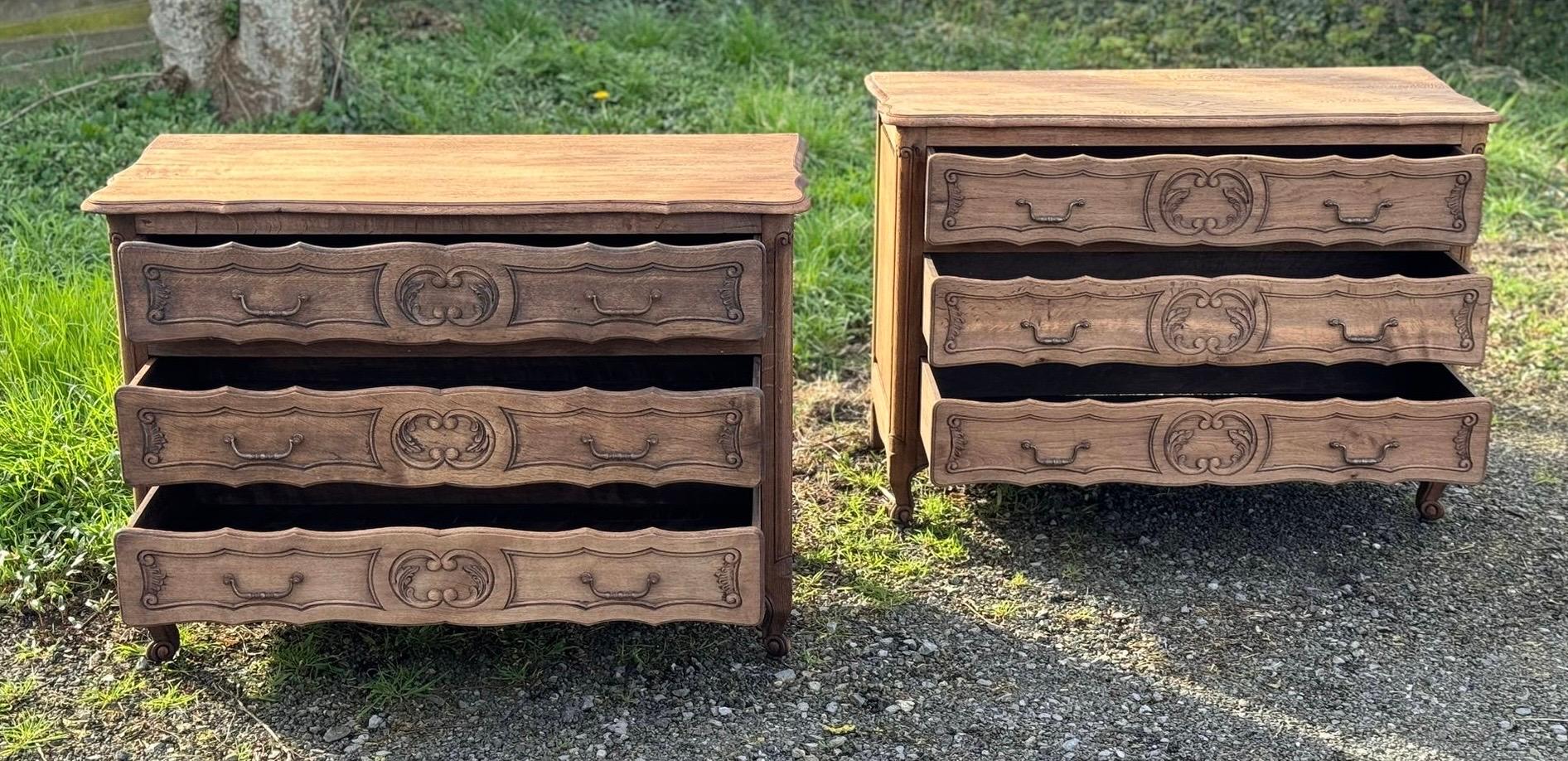 An extremely hard to find pair of Chests of Drawers. French in origin and made from solid Oak. All the drawers run smoothly and fitted with original handles. Of excellent quality construction these will be around for generations to come.
We have