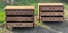 Very Rare Pair of French Bleached Oak Chests of Drawers