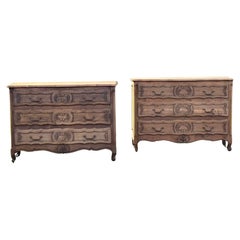 Used Very Rare Pair of French Bleached Oak Chests of Drawers