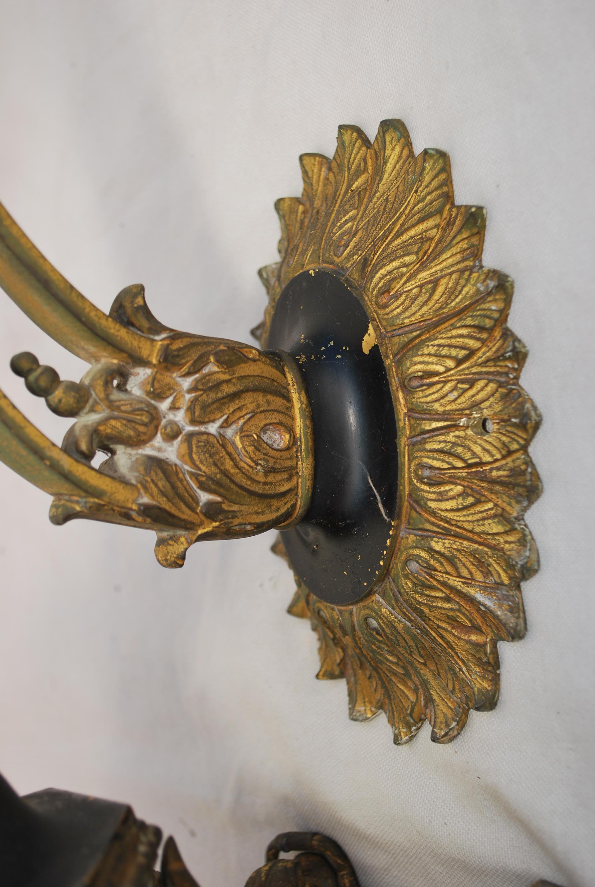 Early 20th Century Very rare Pair of French turn of the century bronze outdoor/indoor sconces