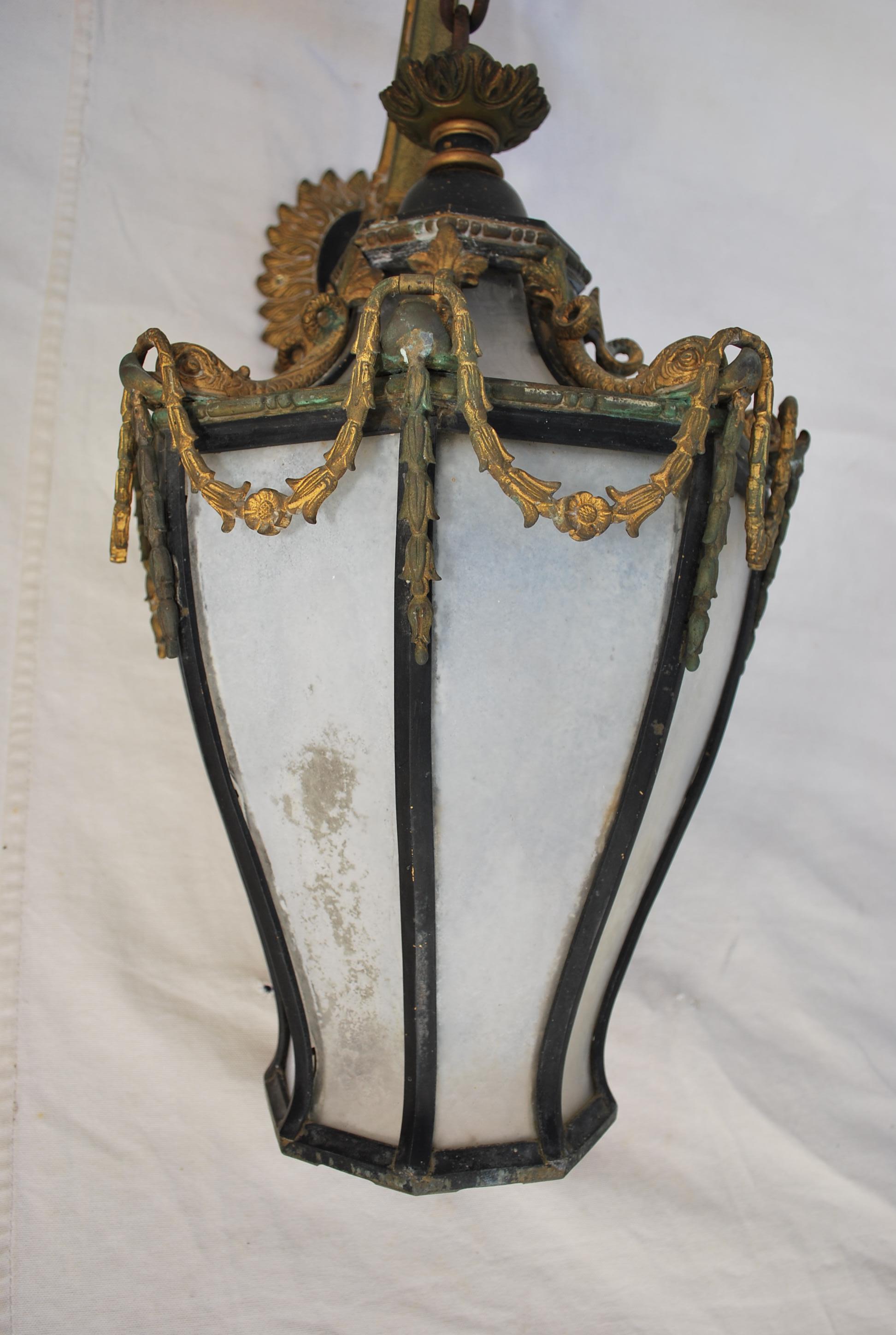 Very rare Pair of French turn of the century bronze outdoor/indoor sconces 1