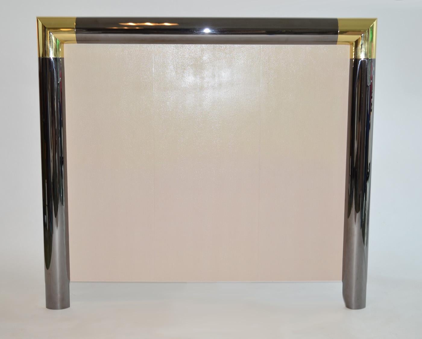 Pair of Signed Steel Brass Headboards by Karl Springer 1980s In Good Condition For Sale In Ft Lauderdale, FL