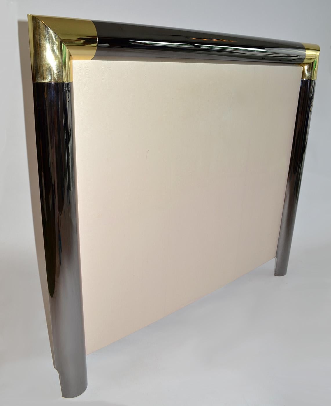 Late 20th Century Pair of Signed Steel Brass Headboards by Karl Springer 1980s For Sale