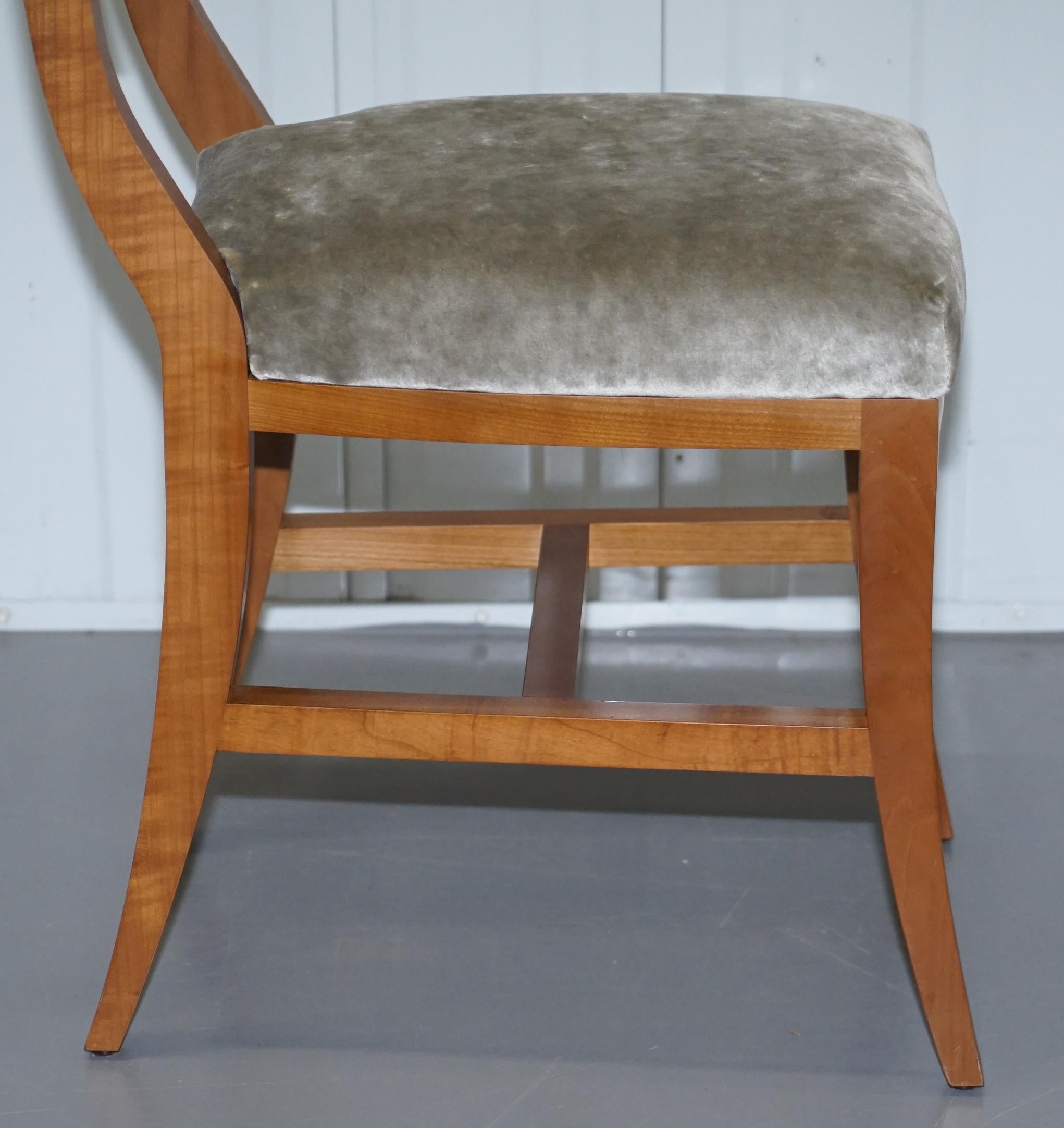 Velvet Very Rare Pair of Hermes Paris Cherrywood Chairs Luxury Premium For Sale
