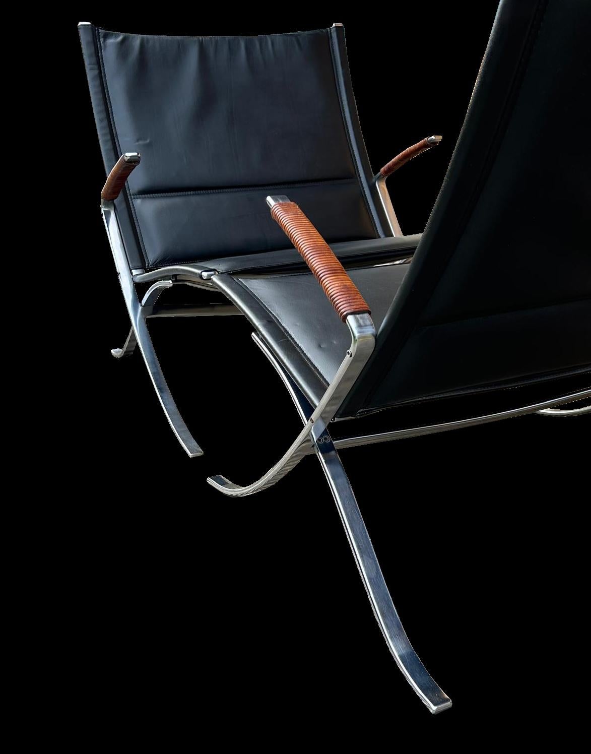 Very Rare Pair of Kastholm & Fabricius FK82 or 'x' Chairs for Alfred Kill In Good Condition For Sale In Little Burstead, Essex