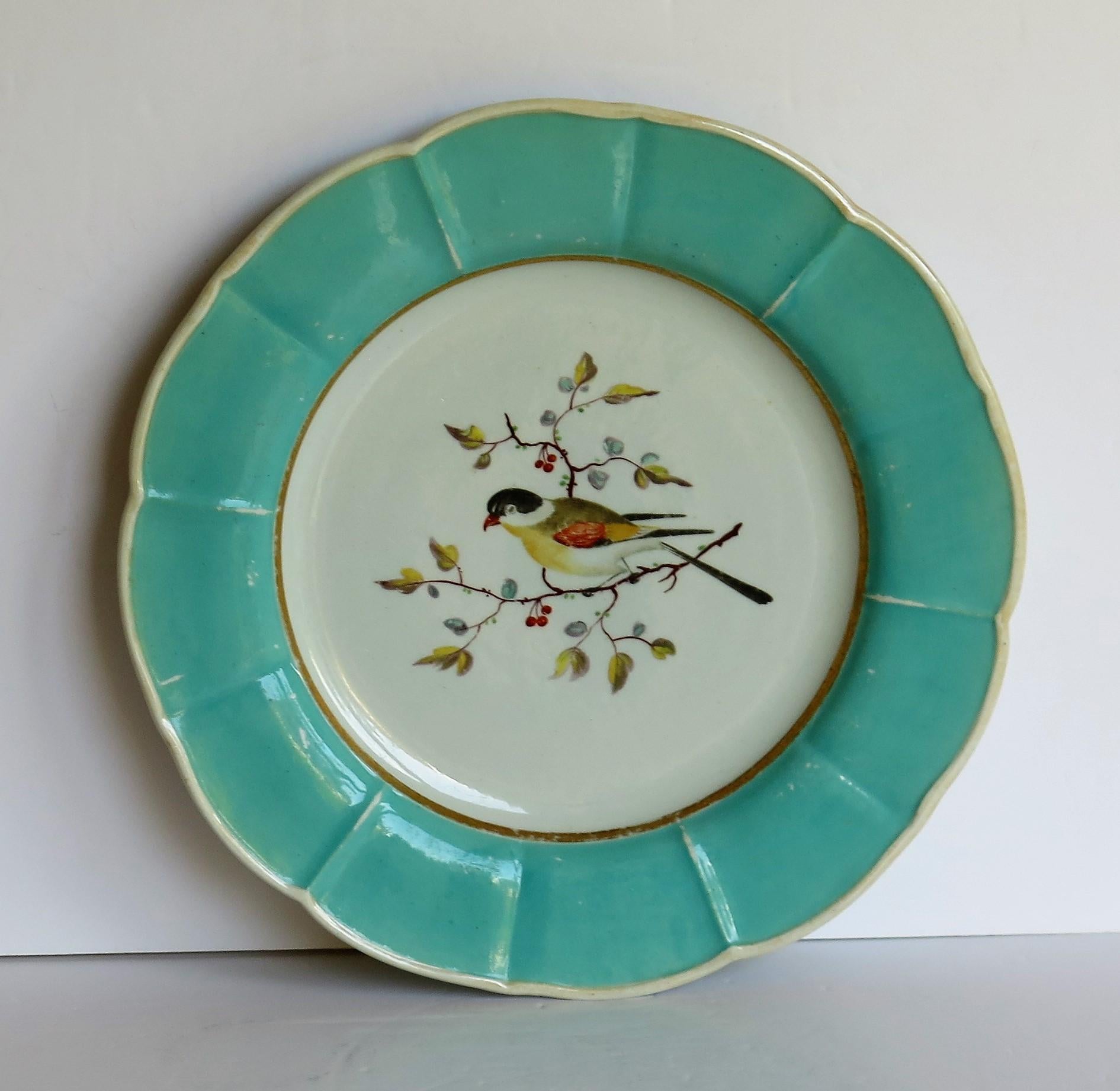 Very Rare Pair of Mason's Ironstone Dinner Plates Hand Painted Birds, circa 1818 2