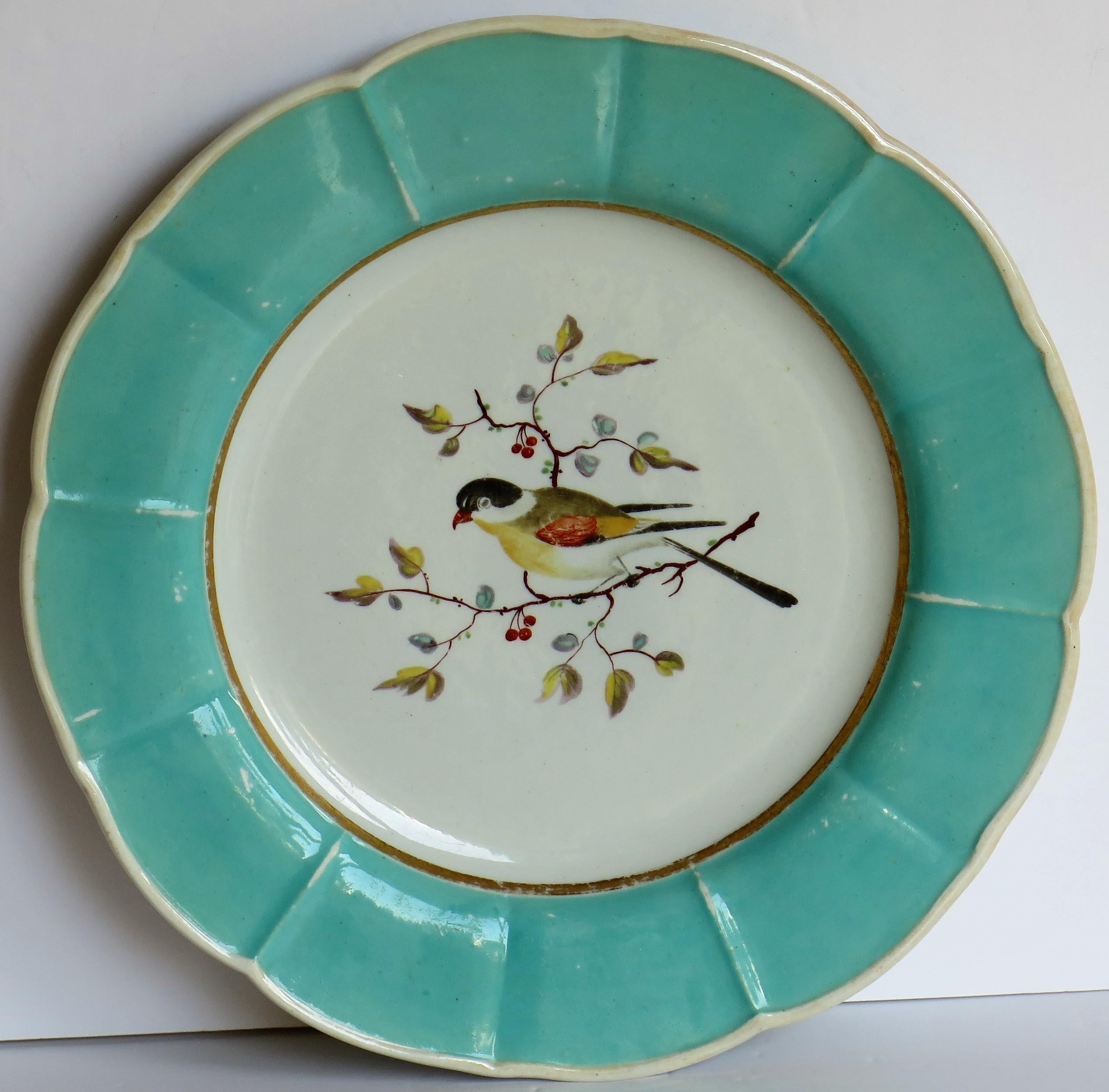 Very Rare Pair of Mason's Ironstone Dinner Plates Hand Painted Birds, circa 1818 3