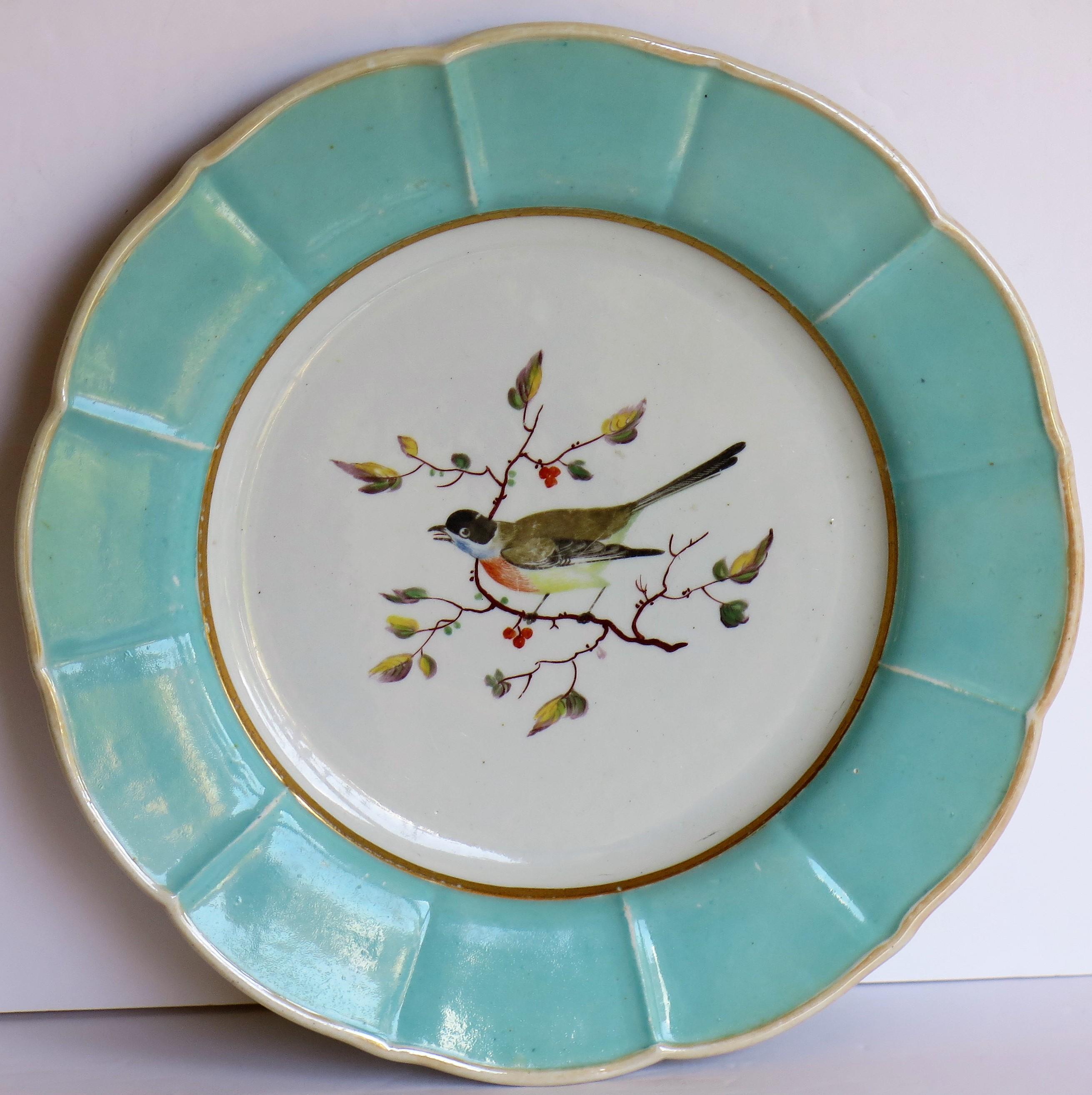 19th Century Very Rare Pair of Mason's Ironstone Dinner Plates Hand Painted Birds, circa 1818