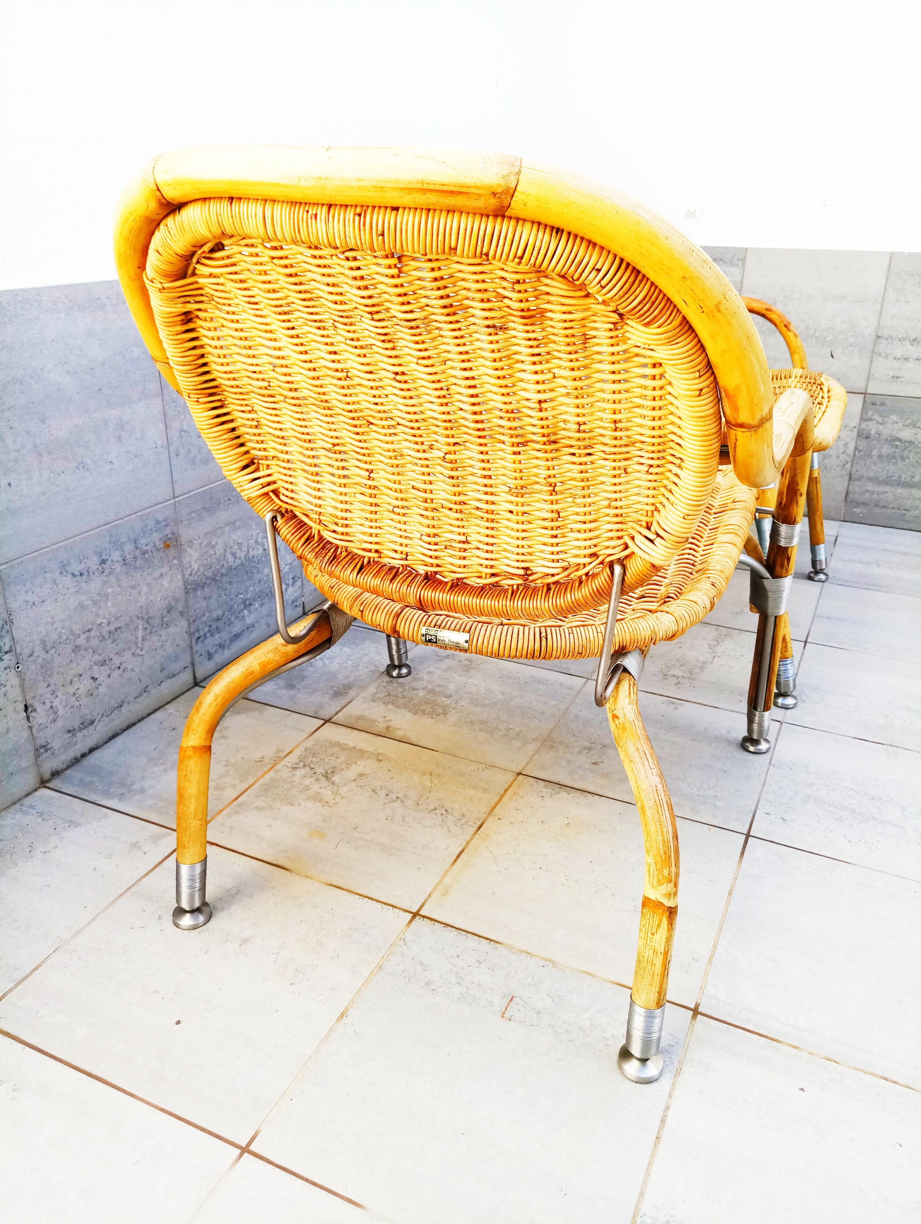 Sehr seltenes Paar Mats Theselius Rattan- und Stahlsessel für Ikea (21. Jahrhundert und zeitgenössisch)
