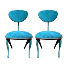 Very Rare Pair of Mid-Century Modern Velvet Upholstered Chairs