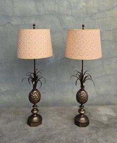 Very Rare Pair of Pineapple Table Lamps by Charles & Fils