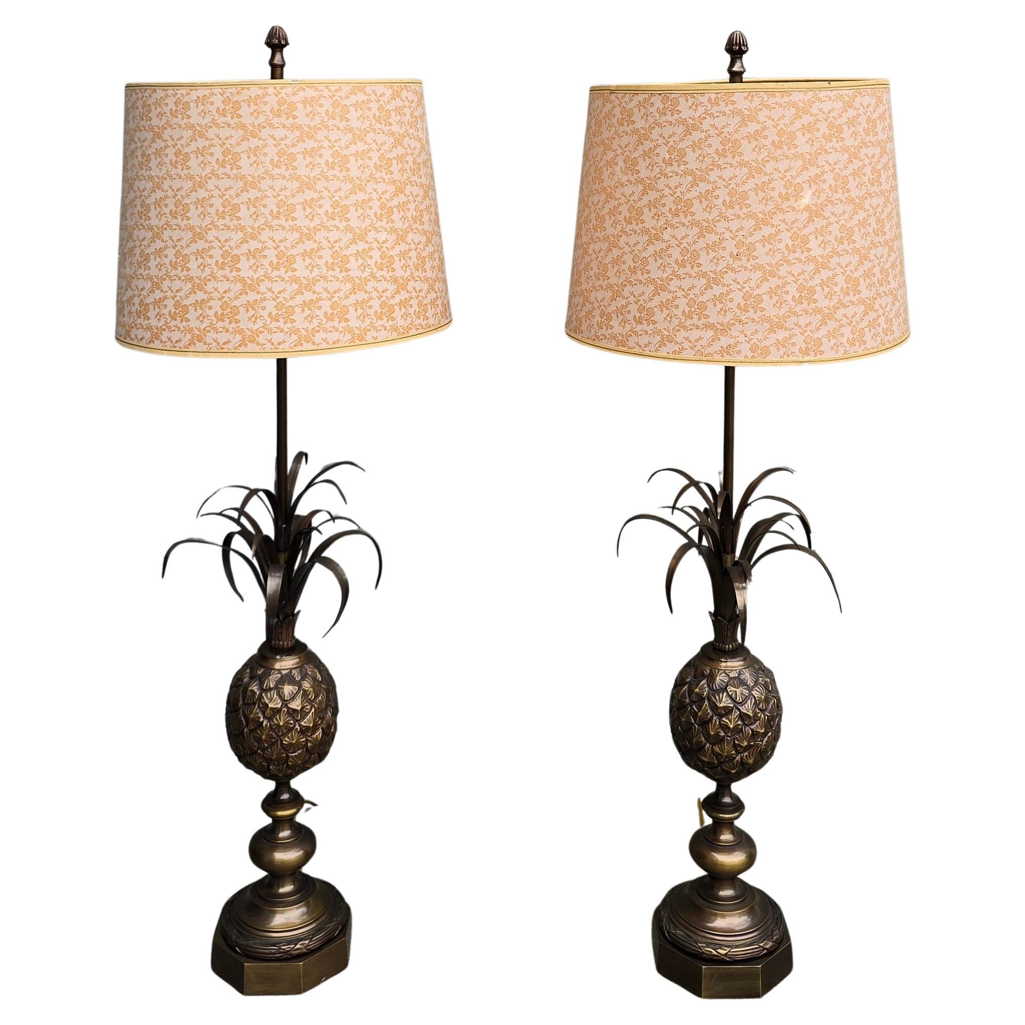 Very Rare Pair of Pineapple Table Lamps by Charles & Fils