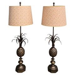 Very Rare Pair of Pineapple Table Lamps by Charles & Fils
