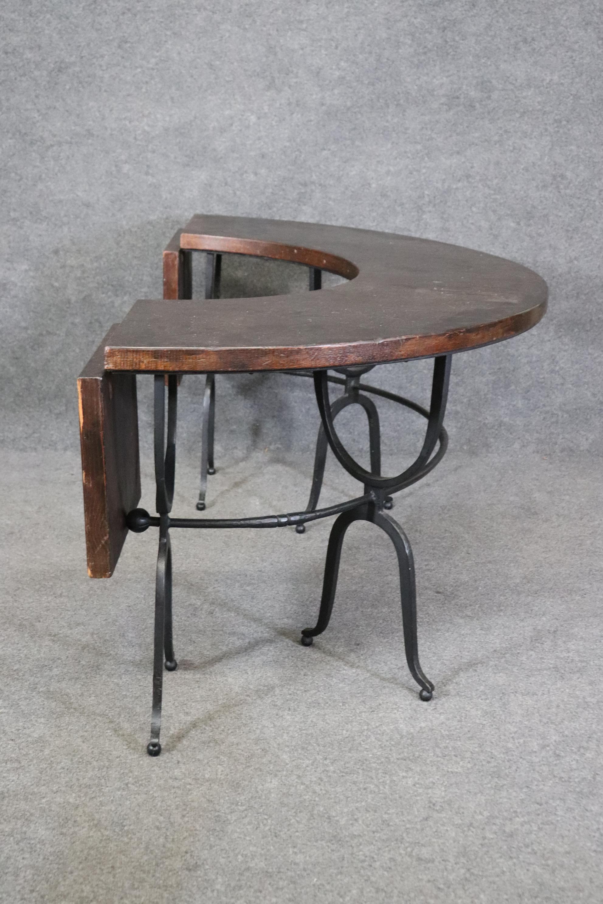 Early 20th Century Very Rare Parisian Made Hand-Wrought Iron Wine Tasting Table Bar Desk