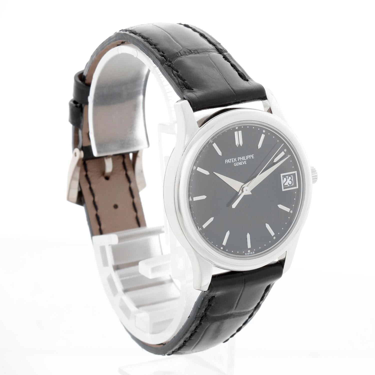 Sehr seltene Patek Philippe Calatrava Platin-Herrenuhr Ref 3998 P im Zustand „Hervorragend“ im Angebot in Dallas, TX