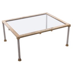 Sehr seltener Couchtisch oder Salontisch aus Messing und Glas von Peter Ghyczy, Seltenes Modell 1970