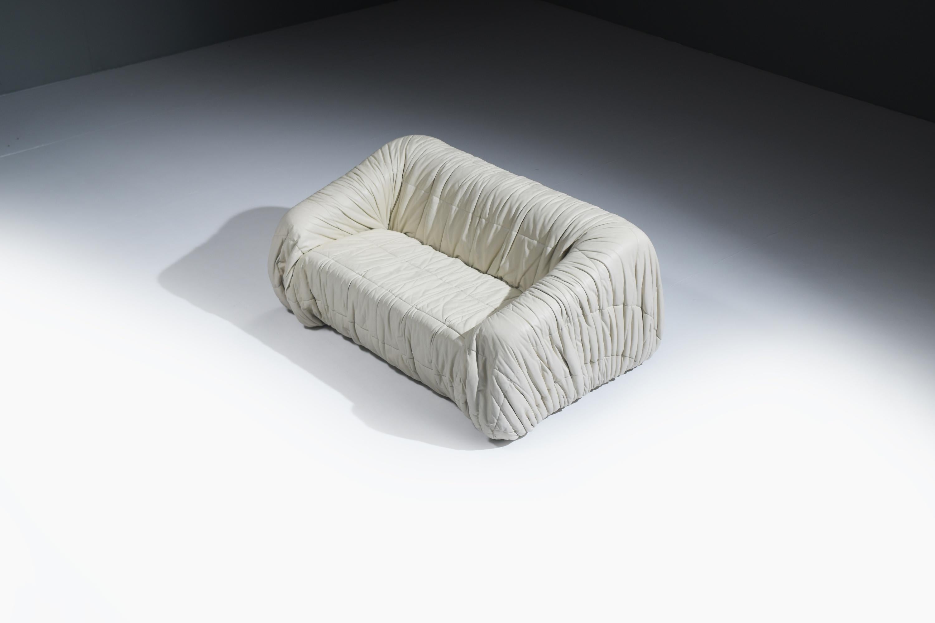 Très rare canapé en cuir Piumino par De Pas D'urbino et Lomazzi pour Dall'Oca Italie Bon état - En vente à Buggenhout, Oost-Vlaanderen