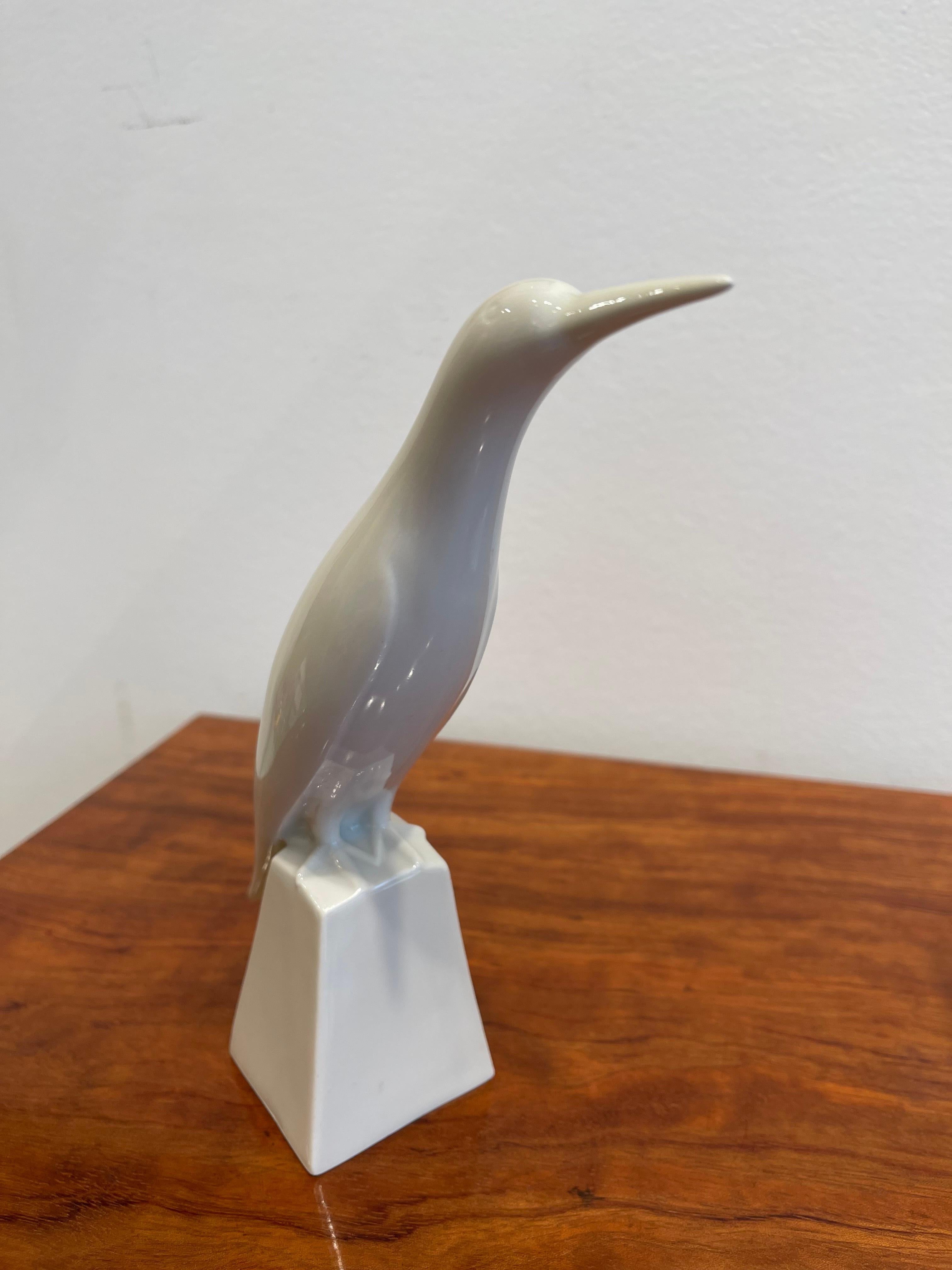 French Very Rare Porcelain Bird by Jacques Adnet, Art Deco, France, circa 1930