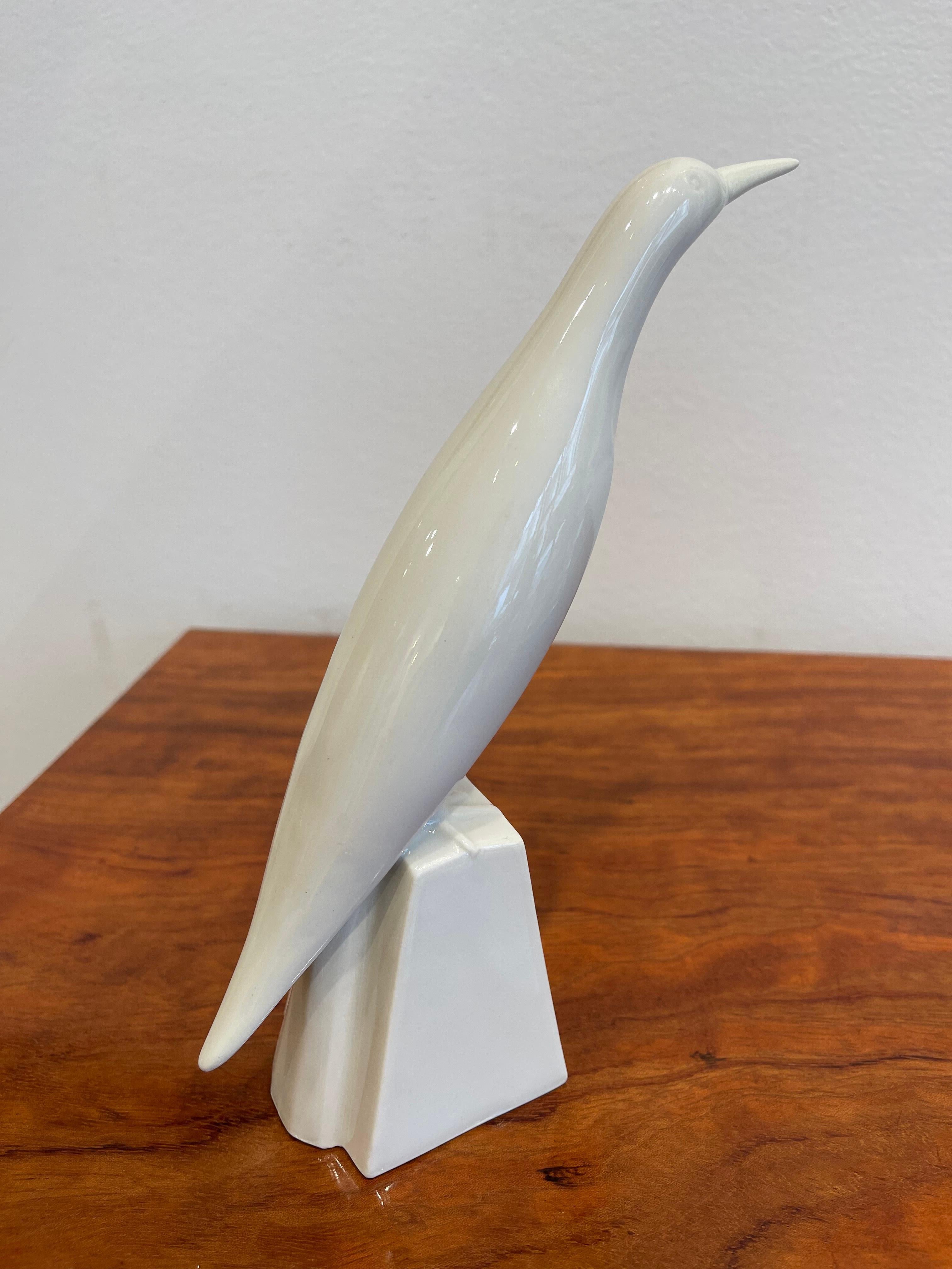 Mid-20th Century Very Rare Porcelain Bird by Jacques Adnet, Art Deco, France, circa 1930 For Sale