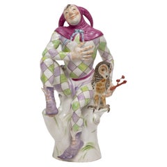 Very rare porcelain Meissen figure of a joker with an owl: German 1928.