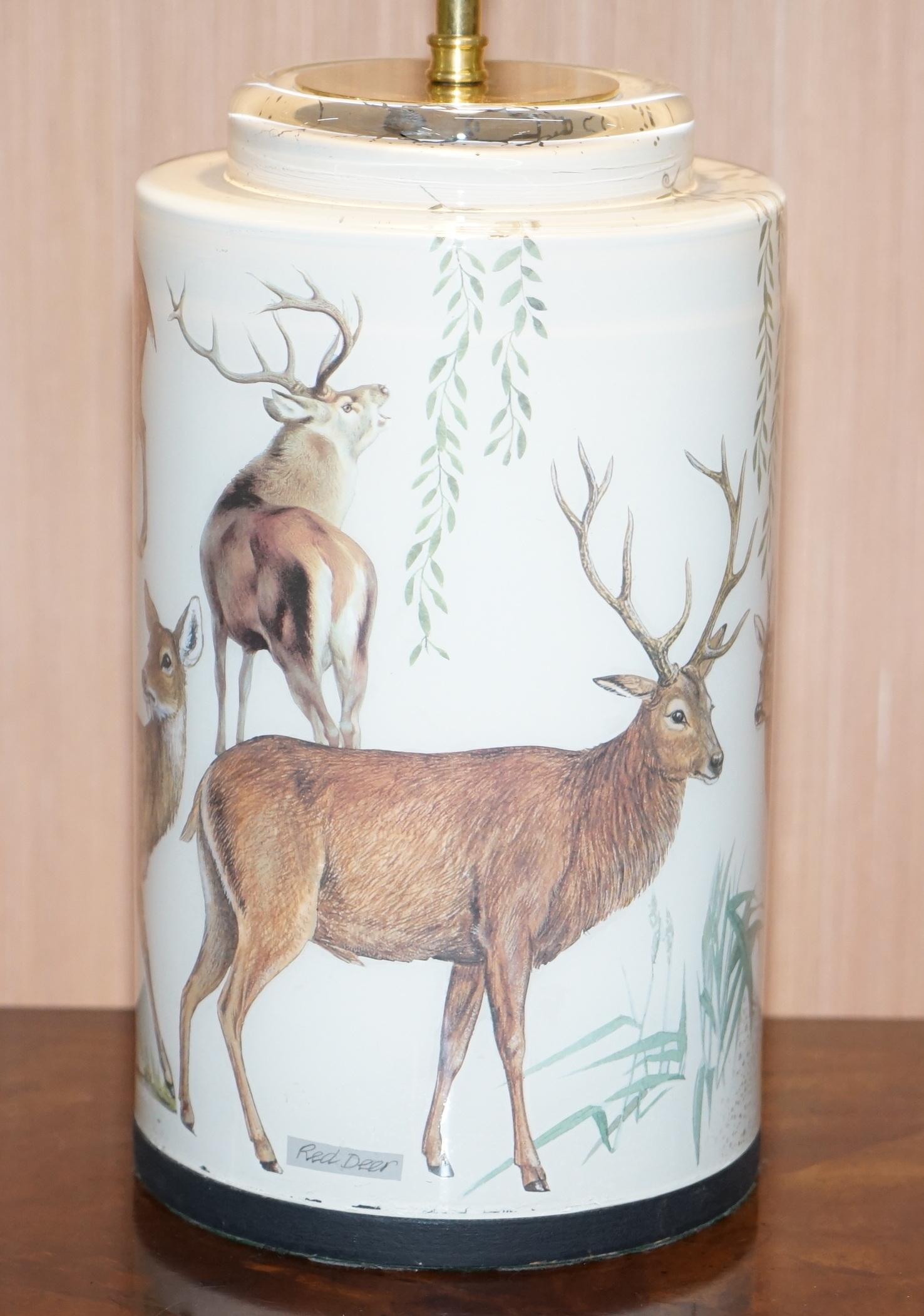 We are delighted to offer for sale this stunning hand illustrated by Diana Mayo for Vaughn lighting table lamp of deer's and stags

A very good looking and decorative piece, the style is quite neutral so it would look amazing in any setting

All