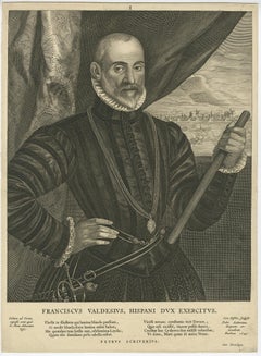 Very Rare Print of Franciscus Valdesius, Commander of the Spanish Troops, 1649