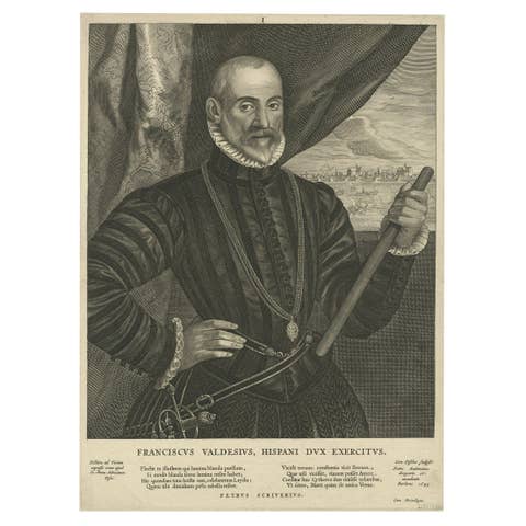 Very Rare Print of Franciscus Valdesius, Commander of the Spanish Troops, 1649