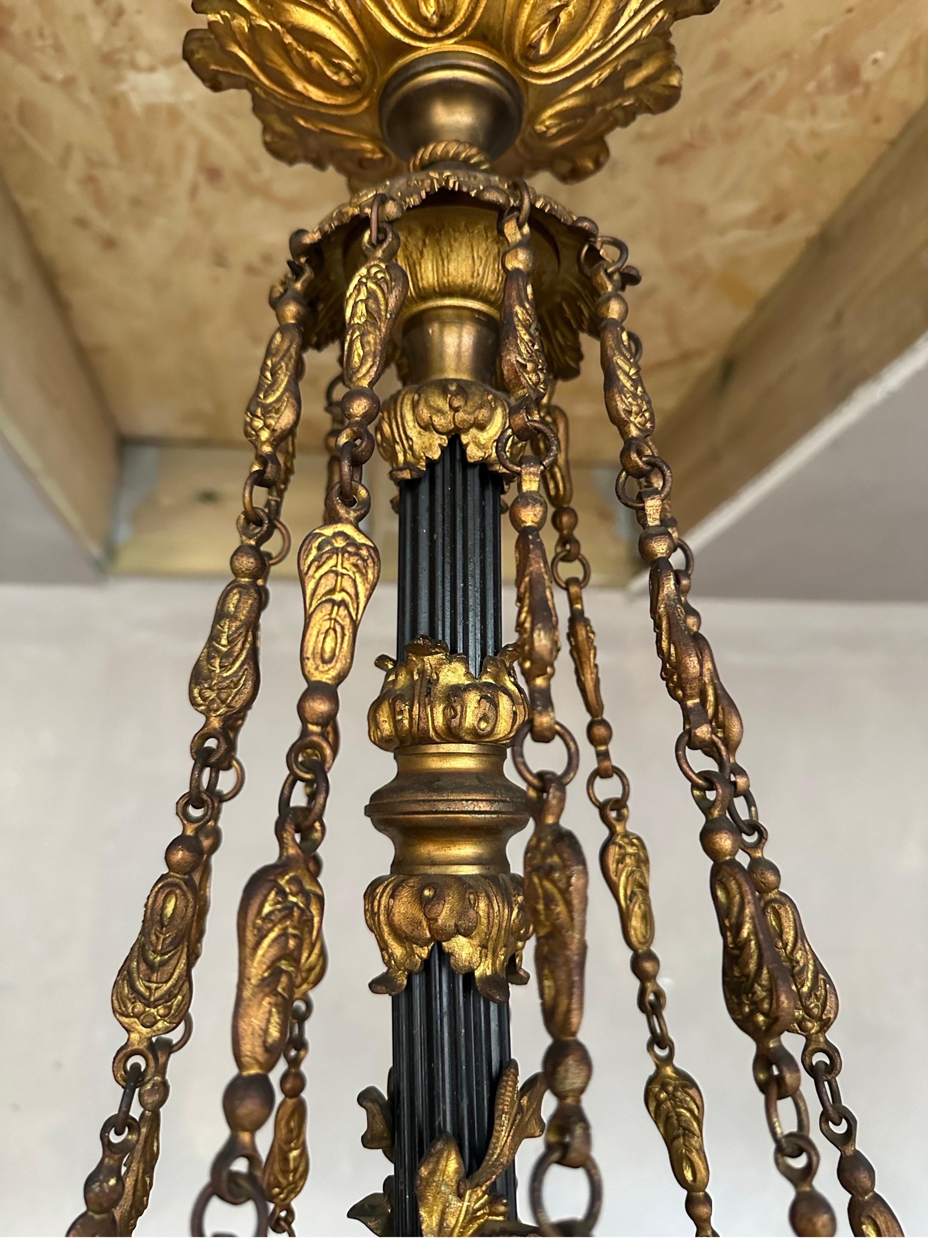 Very rare, provincial, Italian 1840’s bronze and enamel chandelier  For Sale 1