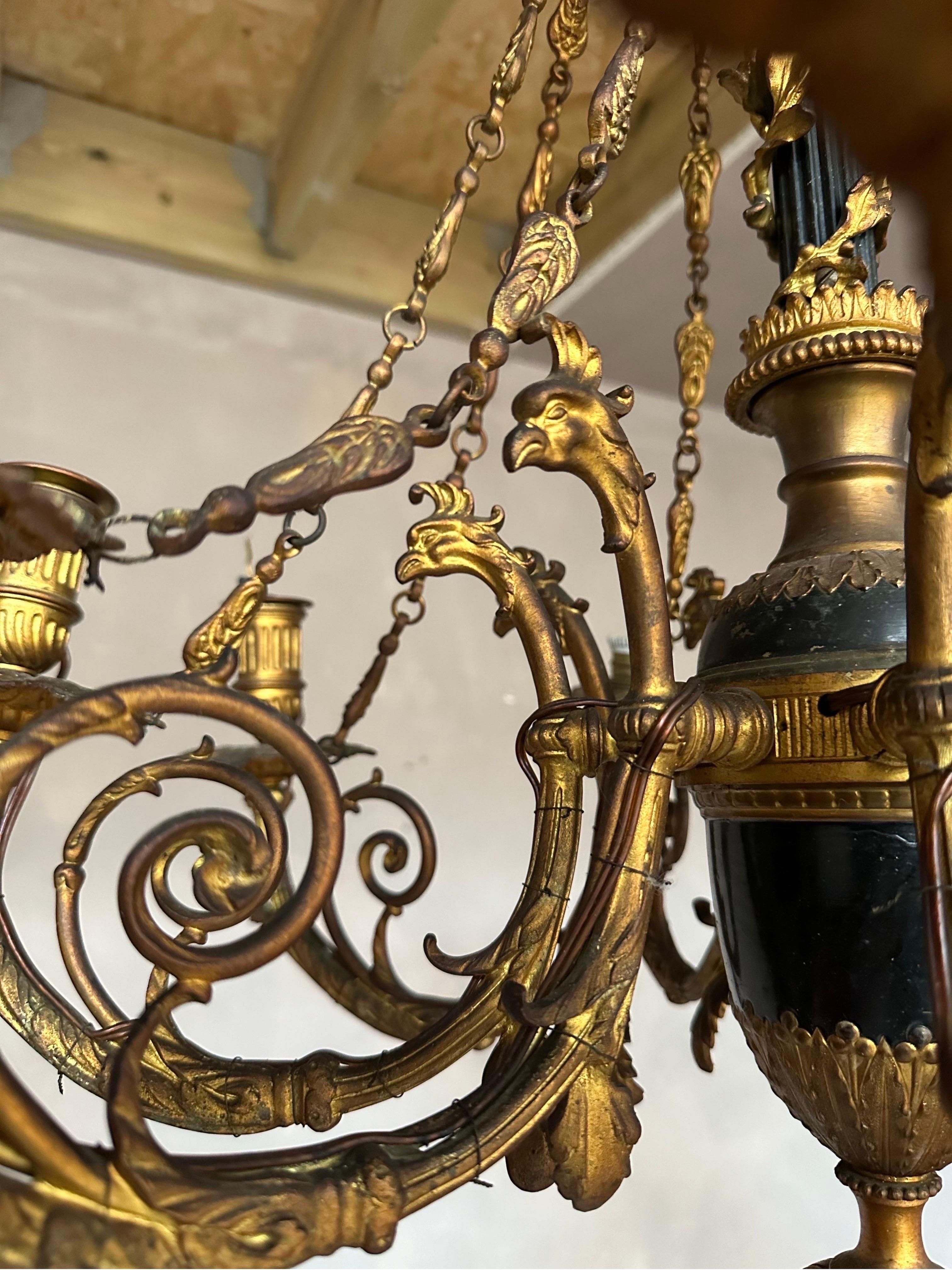 Very rare, provincial, Italian 1840’s bronze and enamel chandelier  For Sale 2