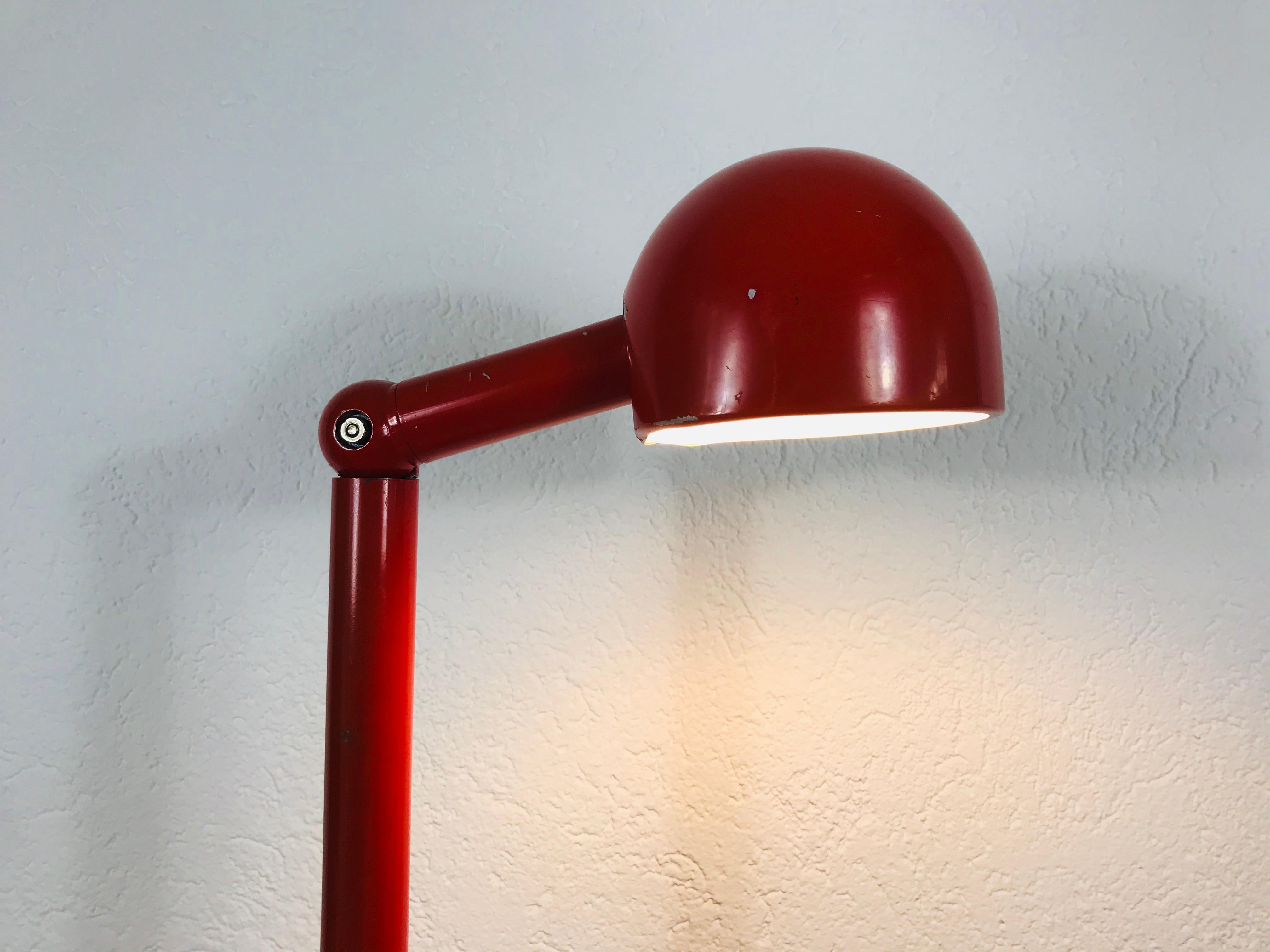 Italian Very Rare Red Metal Floor Lamp by Stilnovo, Italy, 1960s