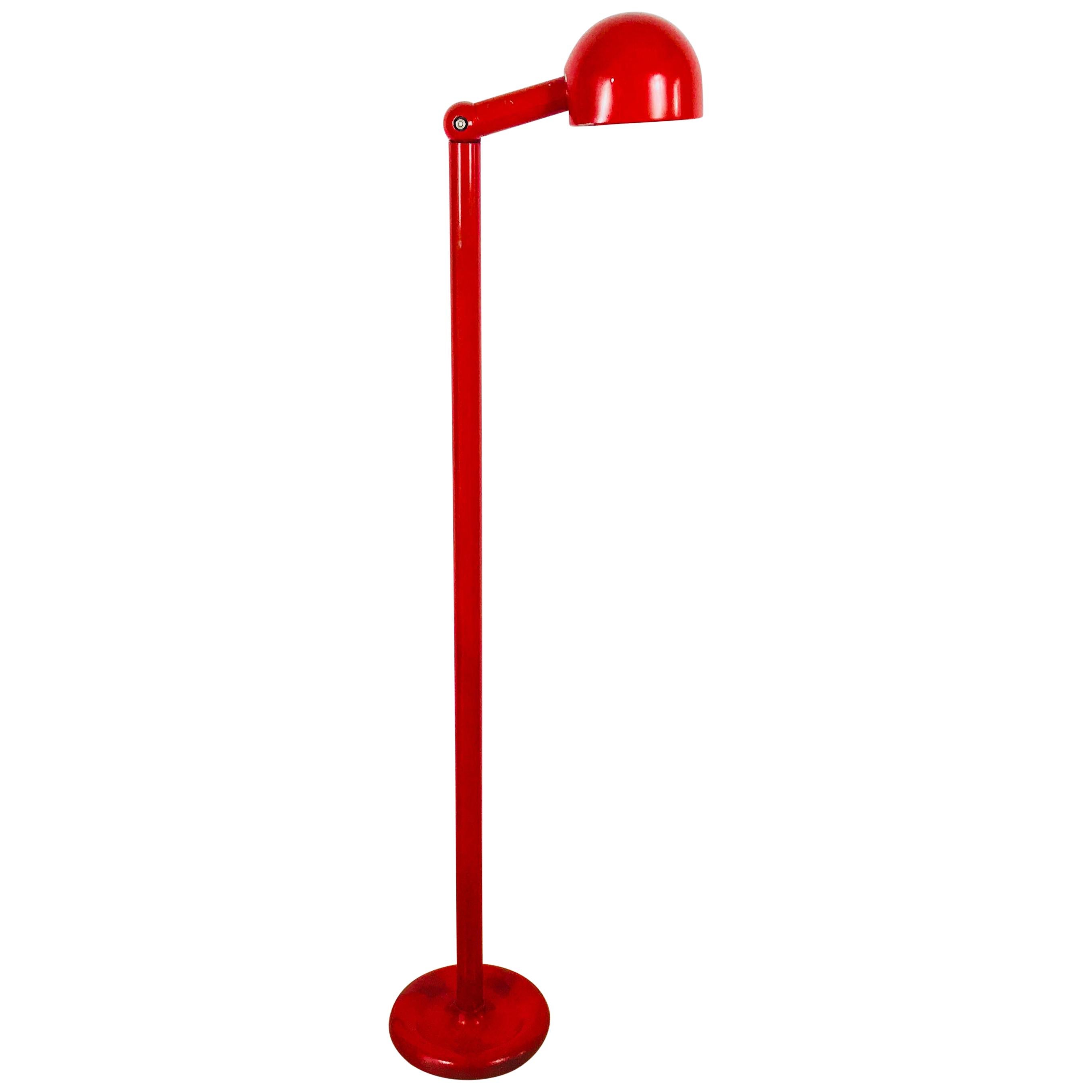 Very Rare Red Metal Floor Lamp by Stilnovo, Italy, 1960s