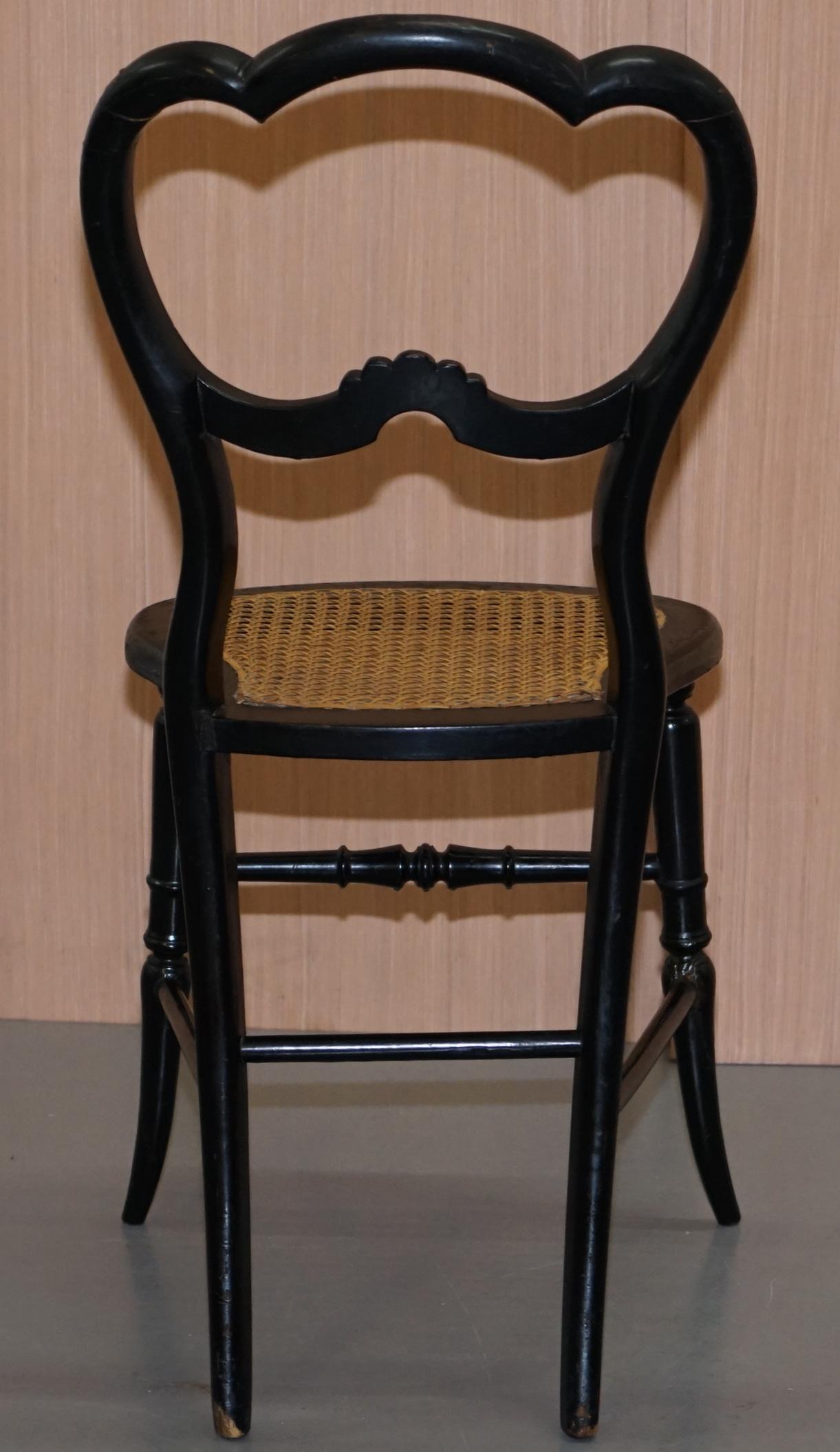 Very Rare Regency circa 1810 Ebonized Berger Rattan Hand Painted Side Chair 8