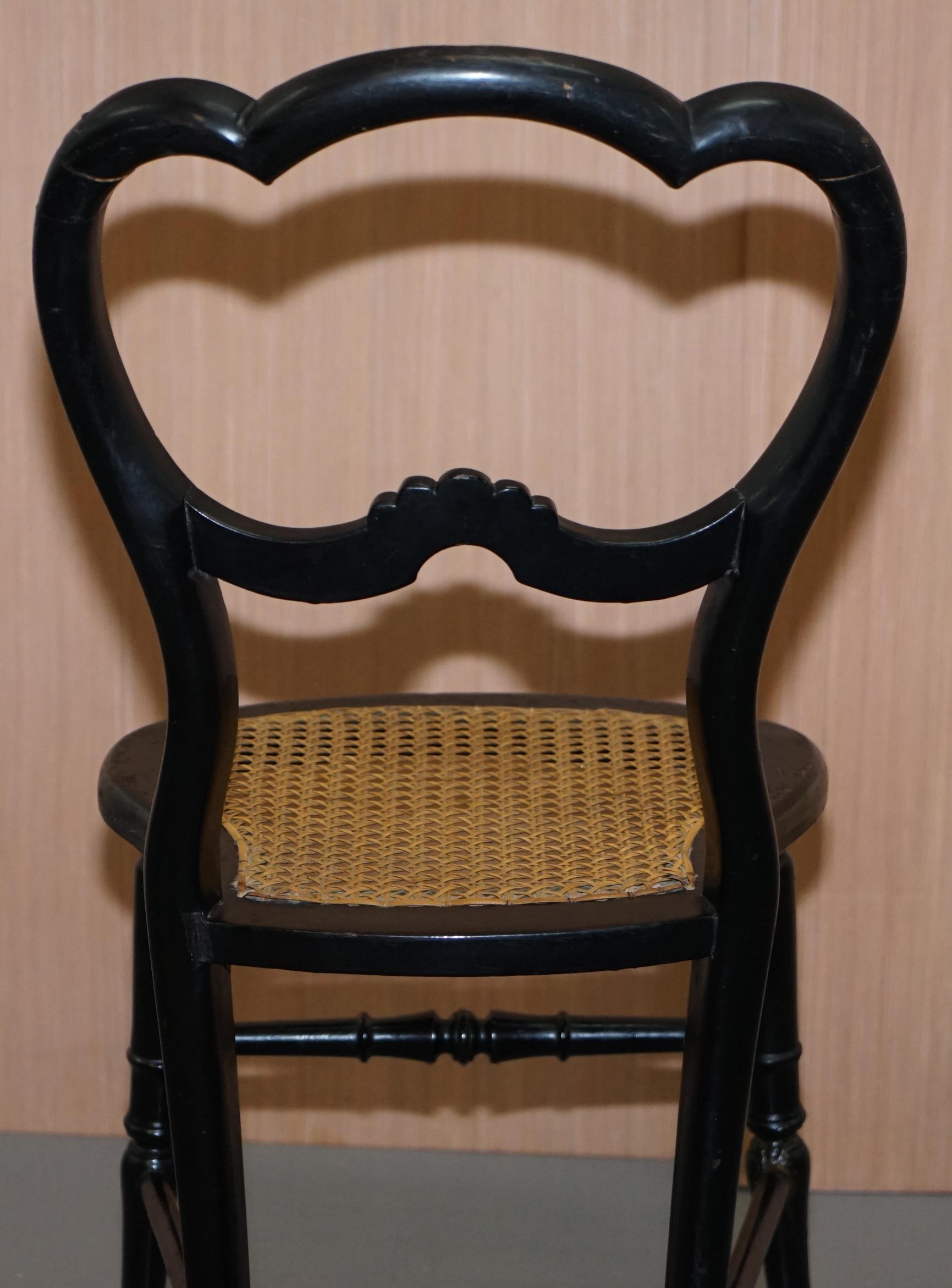 Very Rare Regency circa 1810 Ebonized Berger Rattan Hand Painted Side Chair 9
