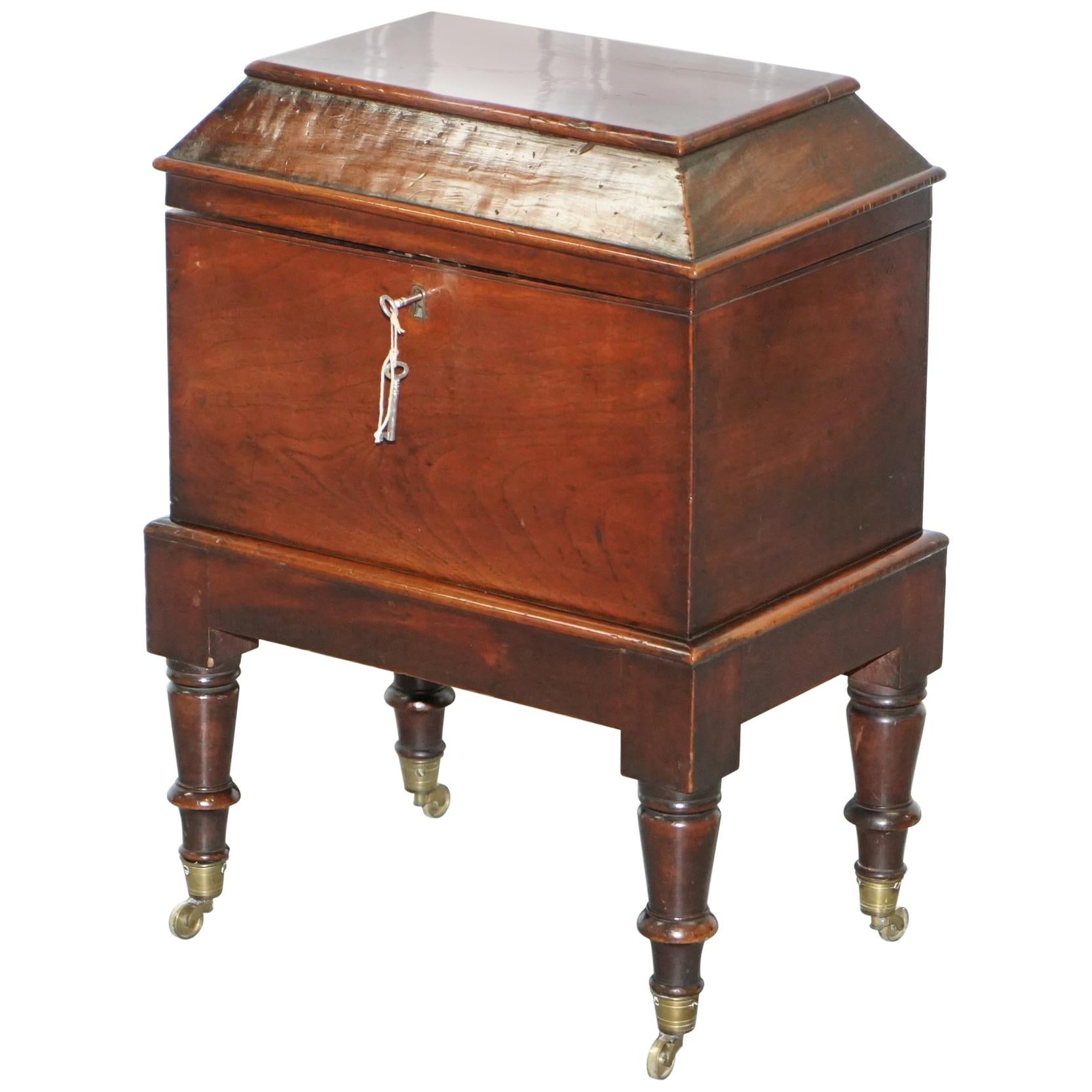 Very Rare Regency Hardwood Cellarette of Sarcophagus Form Raised on Turned Legs