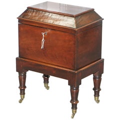 Very Rare Regency Hardwood Cellarette of Sarcophagus Form Raised on Turned Legs