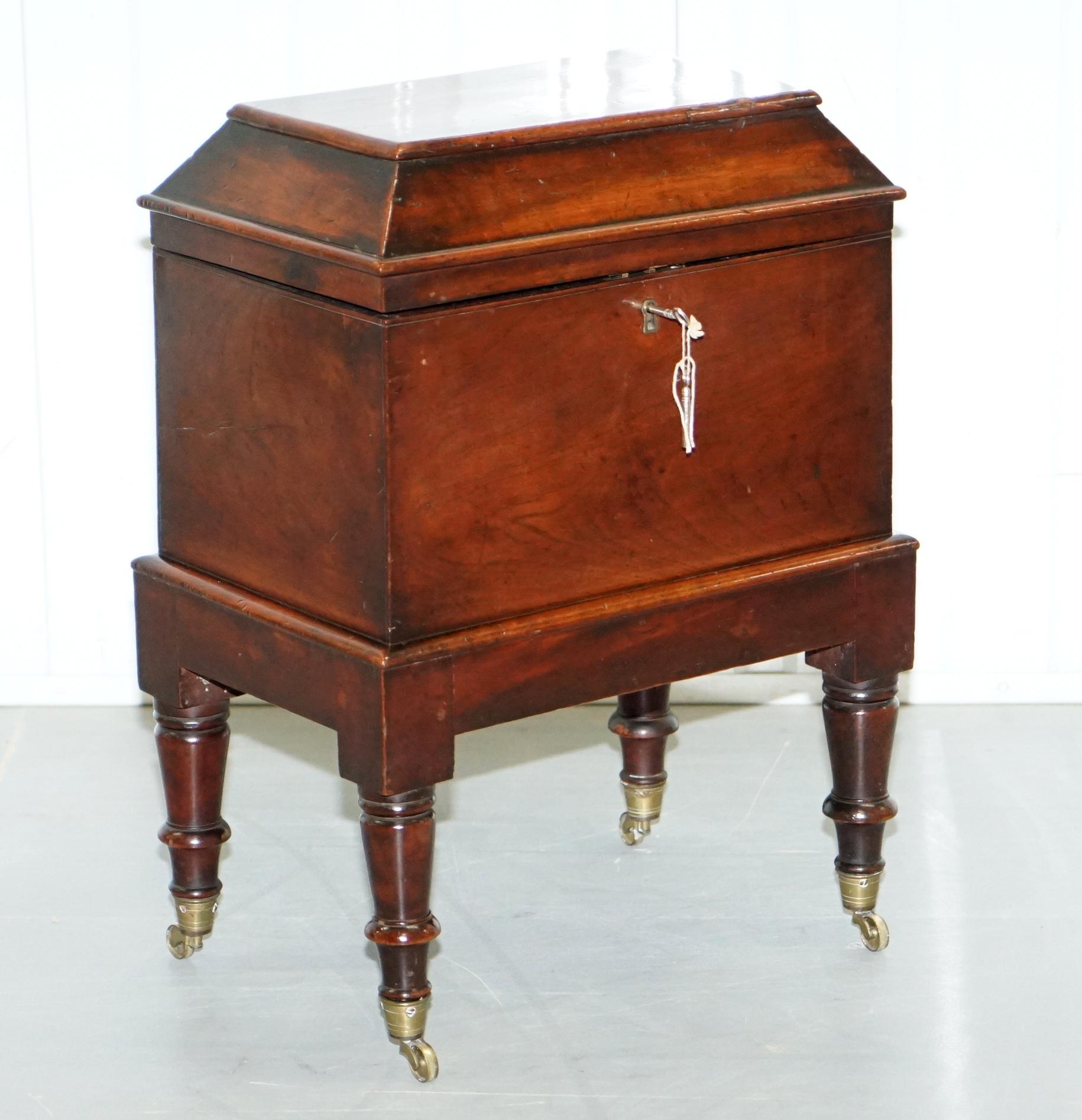 We are delighted to offer for auction this exceptionally rare Regency Mahogany Cellarette of Sarcophagus form in solid mahogany on turned legs

A very good looking and well-made piece, it has a nice size table size to it, the internals have