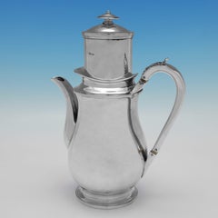 Rarissima caffettiera in argento sterling del periodo Regency realizzata a Londra nel 1815
