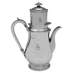 Very rare Regency period sterling silver cafetière made in London in 1815