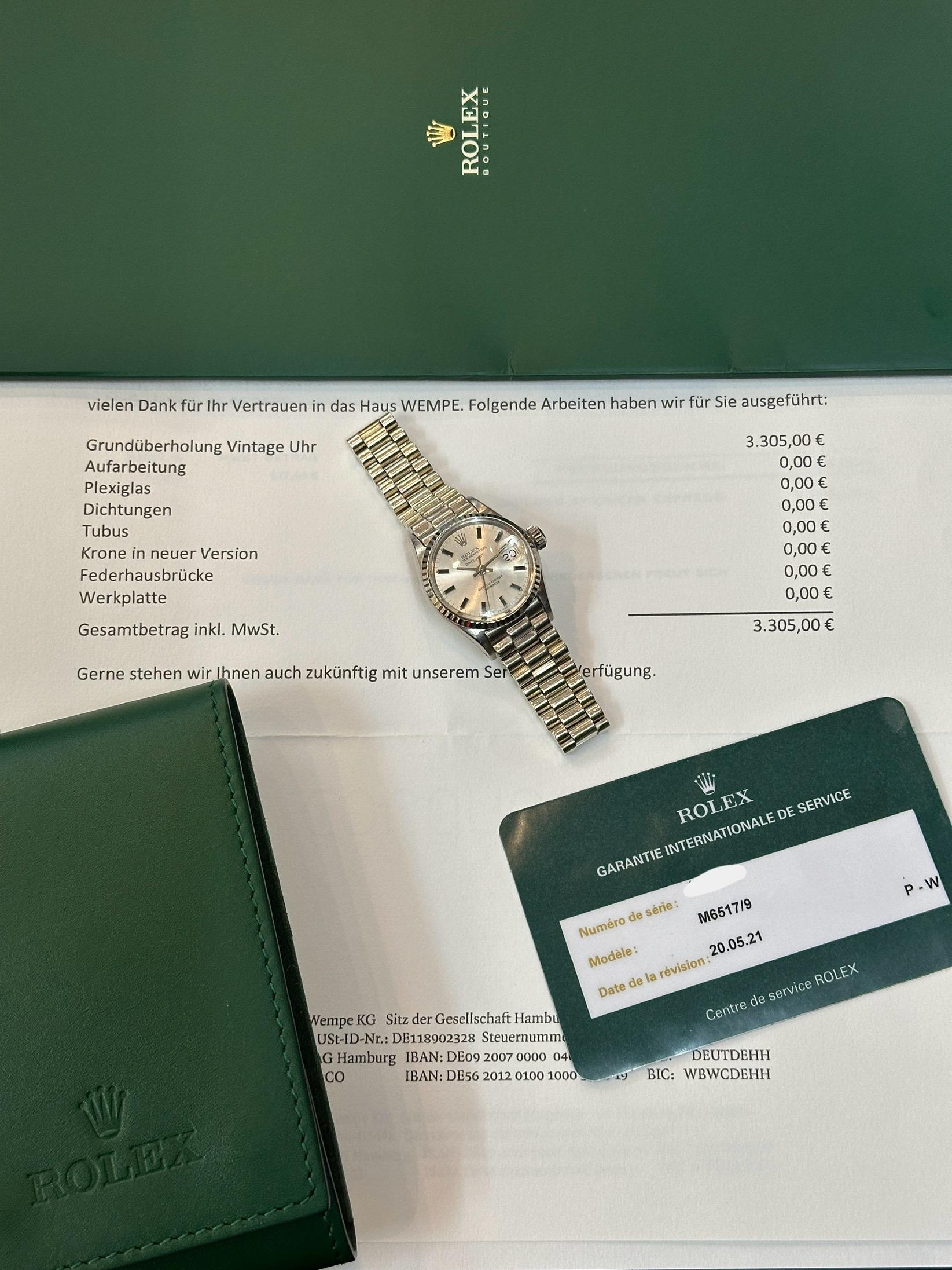 Sehr seltene Rolex Lady Datejust Weißgold Vintage gewartet 7