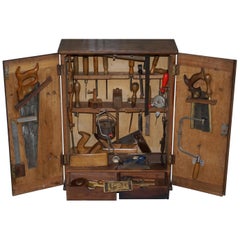 Vintage Very Rare Salmen Master Brand circa 1940s Carpenters Tool Cabinet & Tools