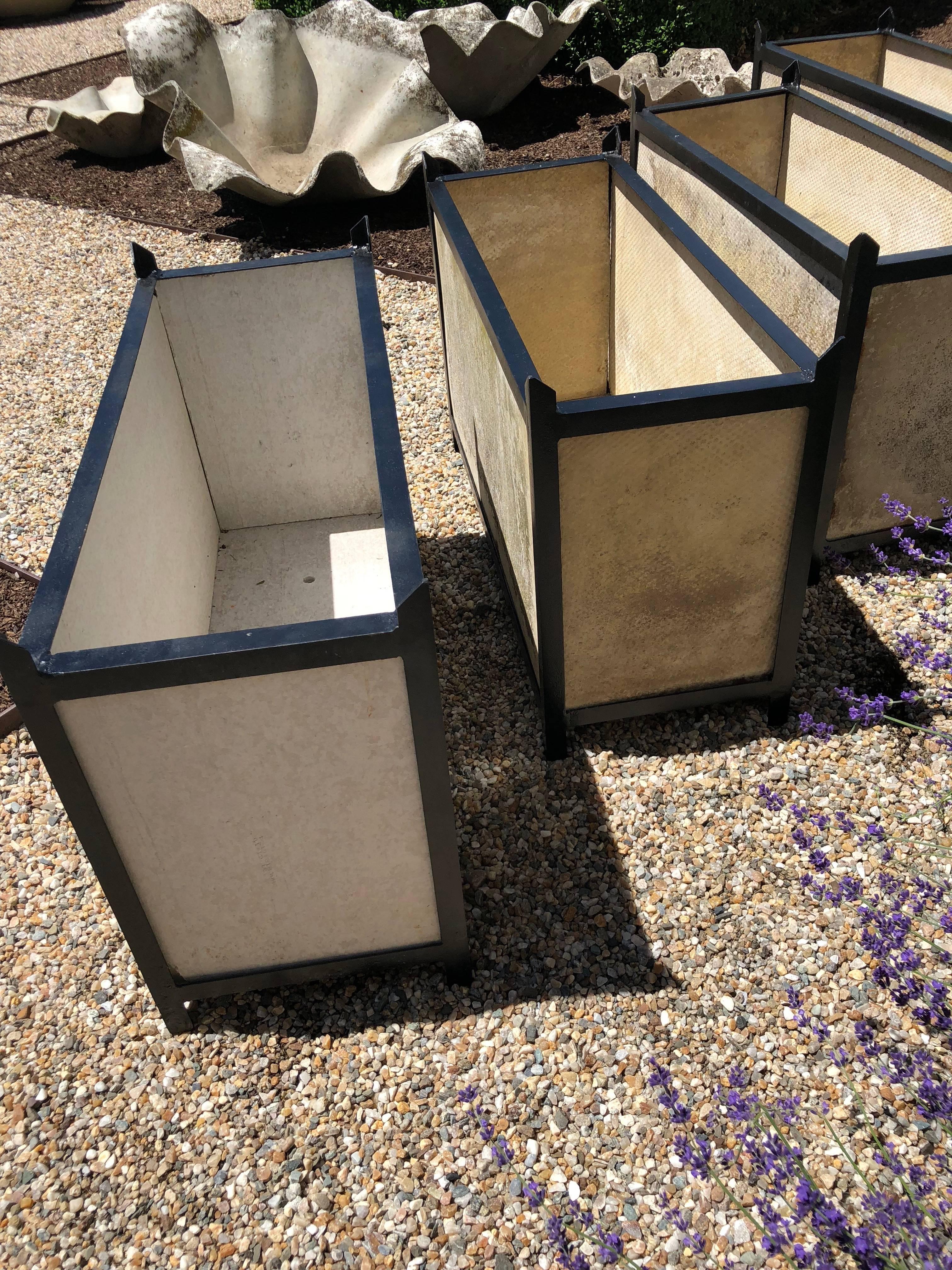 Very Rare Set of Four Rectangular Steel Framed Planters by Willy Guhl 9