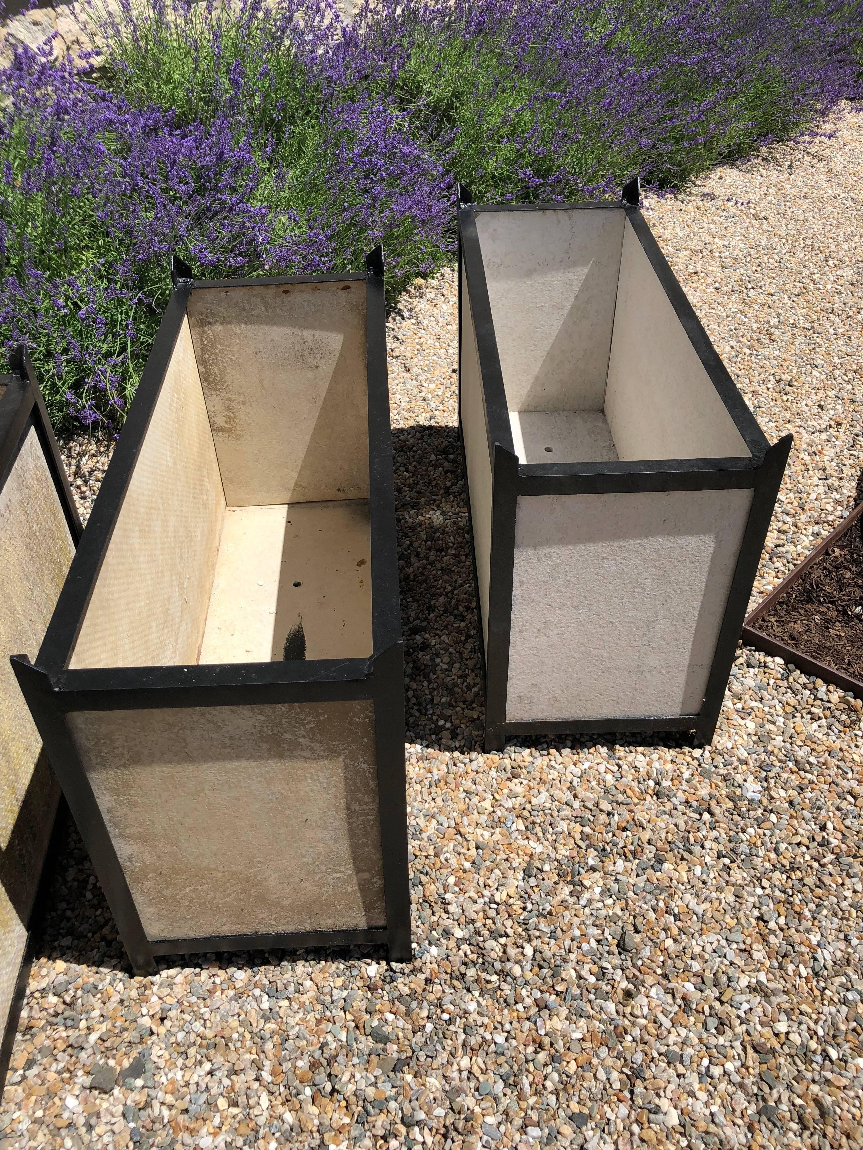 Very Rare Set of Four Rectangular Steel Framed Planters by Willy Guhl 10