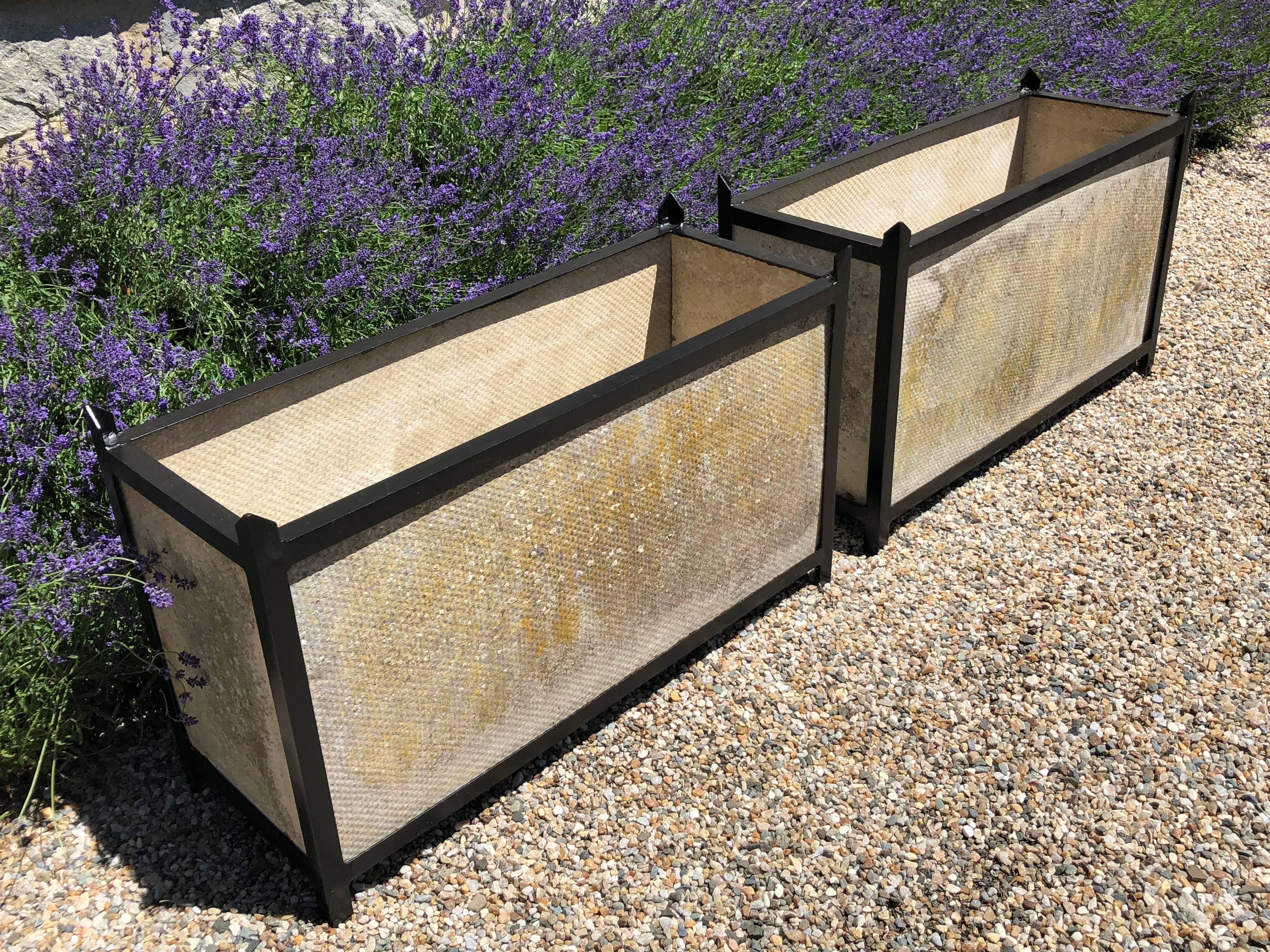 Welded Very Rare Set of Four Rectangular Steel Framed Planters by Willy Guhl