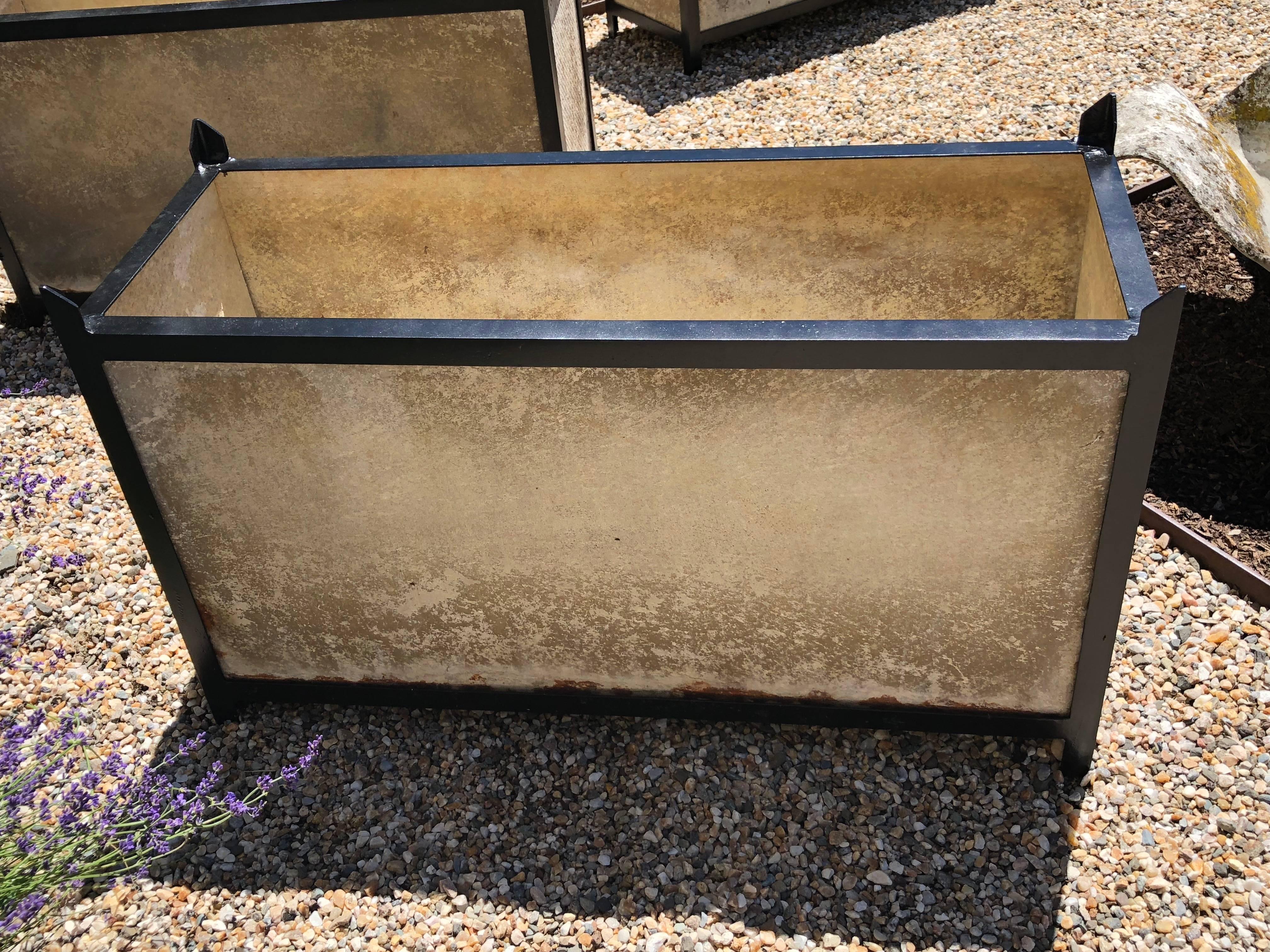 Very Rare Set of Four Rectangular Steel Framed Planters by Willy Guhl In Good Condition In Woodbury, CT