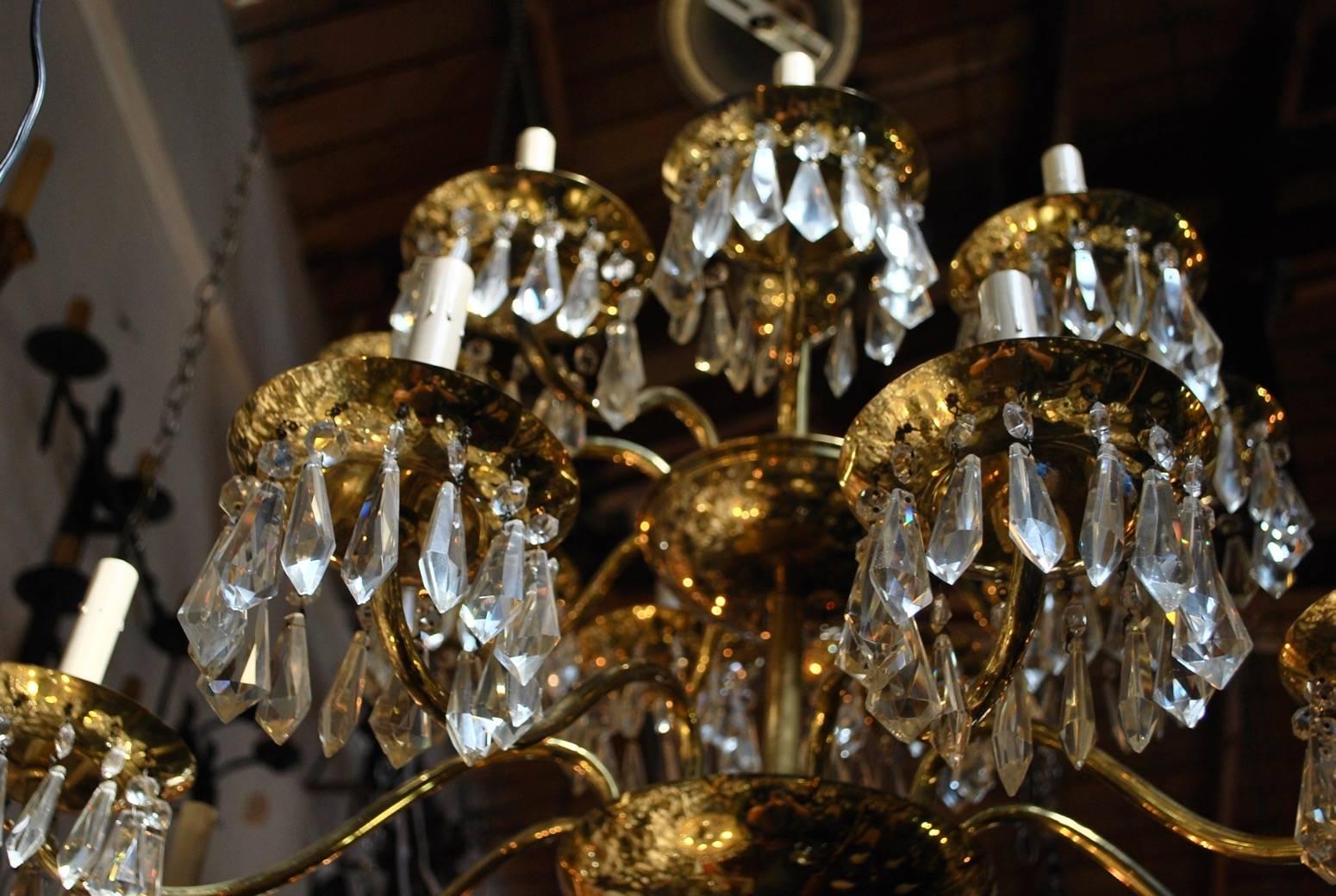 Brass  Rare Set of Nine Large Crystal Chandelier by Chapman price for one( 5 are sold For Sale
