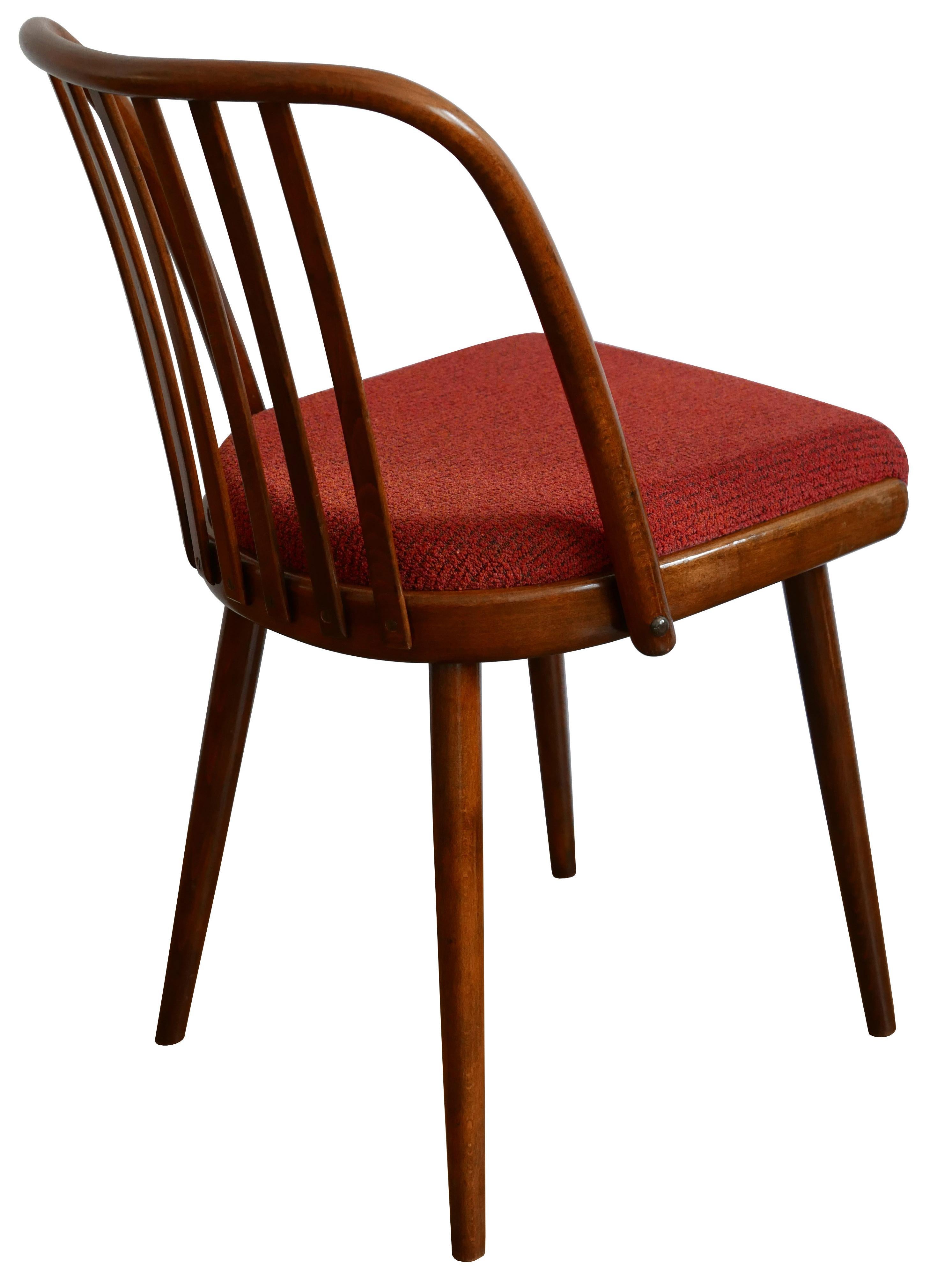 Very Rare Set of Six Dining Chairs by Antonin Suman for Jinota Sobeslav In Excellent Condition For Sale In Brno, CZ