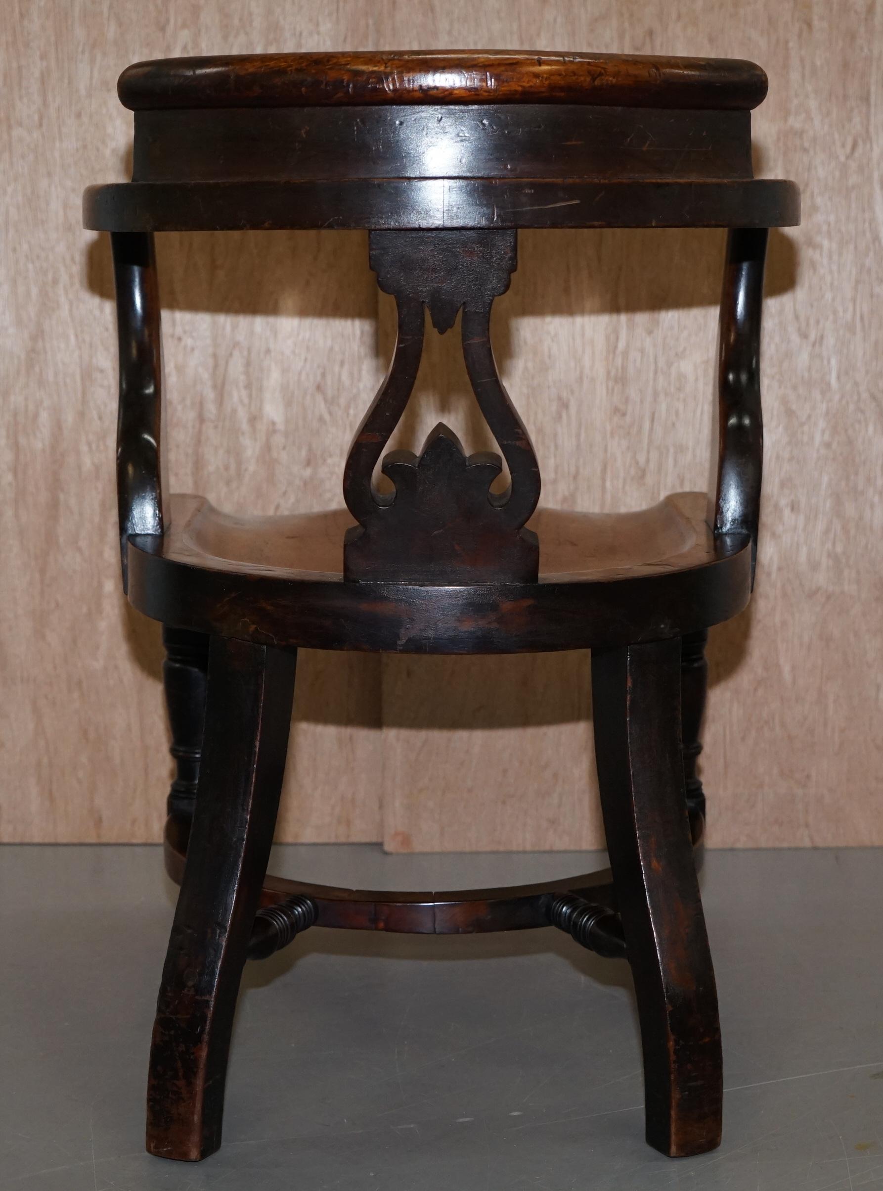 Very Rare Set of Six Eton College Victorian Walnut Captains Chairs Carved EC For Sale 9